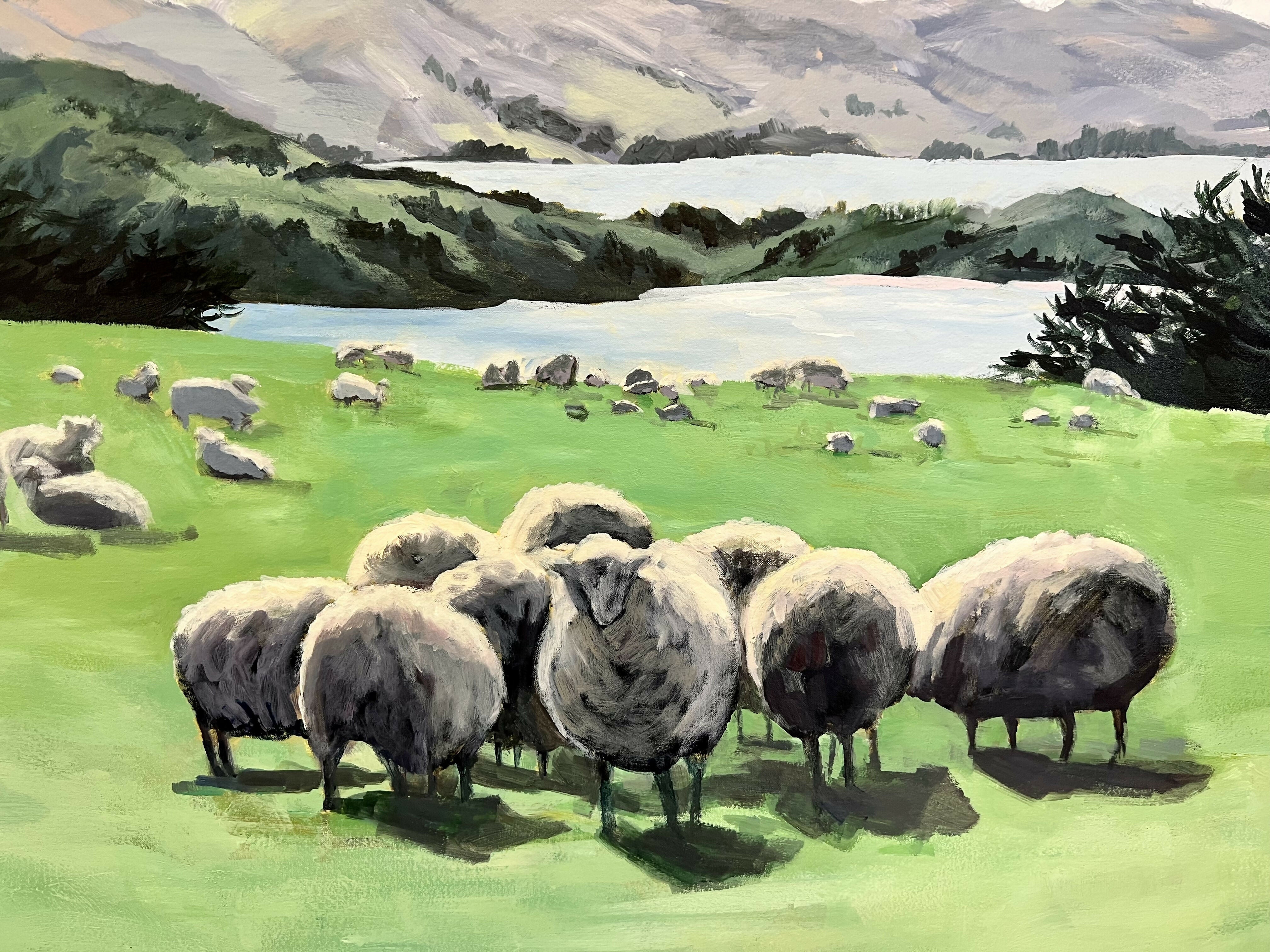 Ewes with a View, Original Hand-Painted Canvas By Meredith Howse