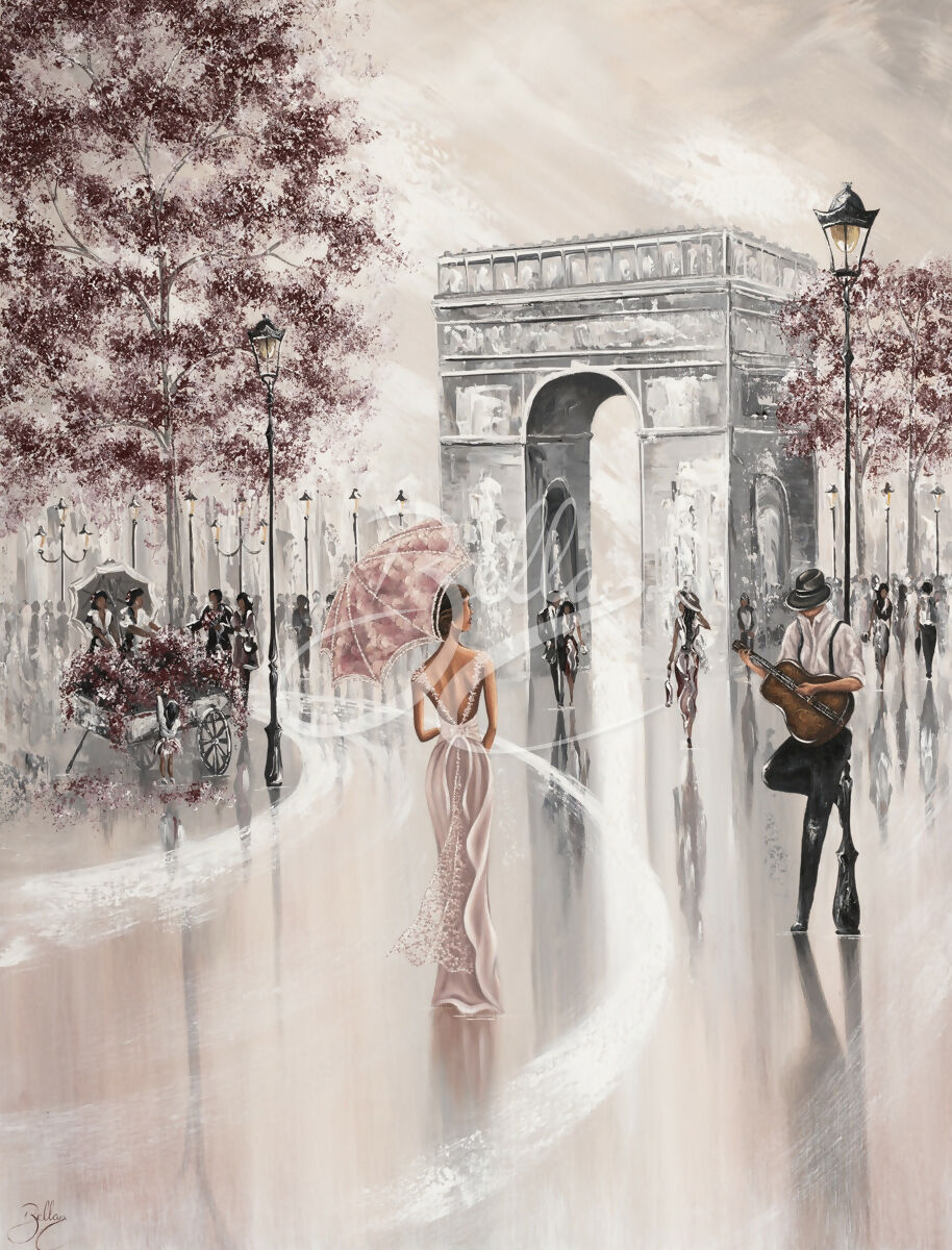 Glimpse, Paris Flair, Original Hand-Painted Canvas By Isabella Karolewicz