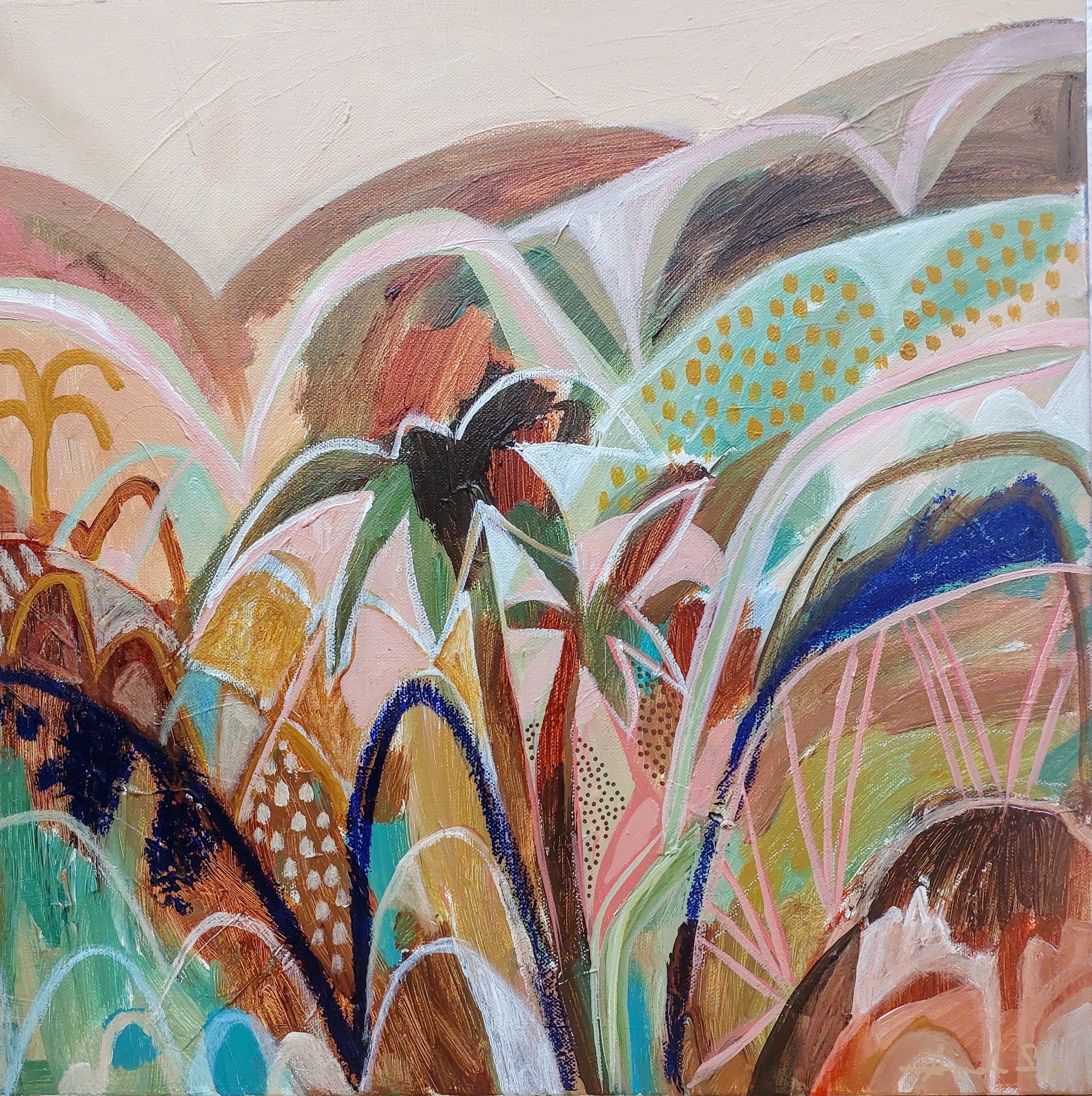 Rain Hail and Shine, Acrylic on Canvas, 46x46cm, By Amanda Skye