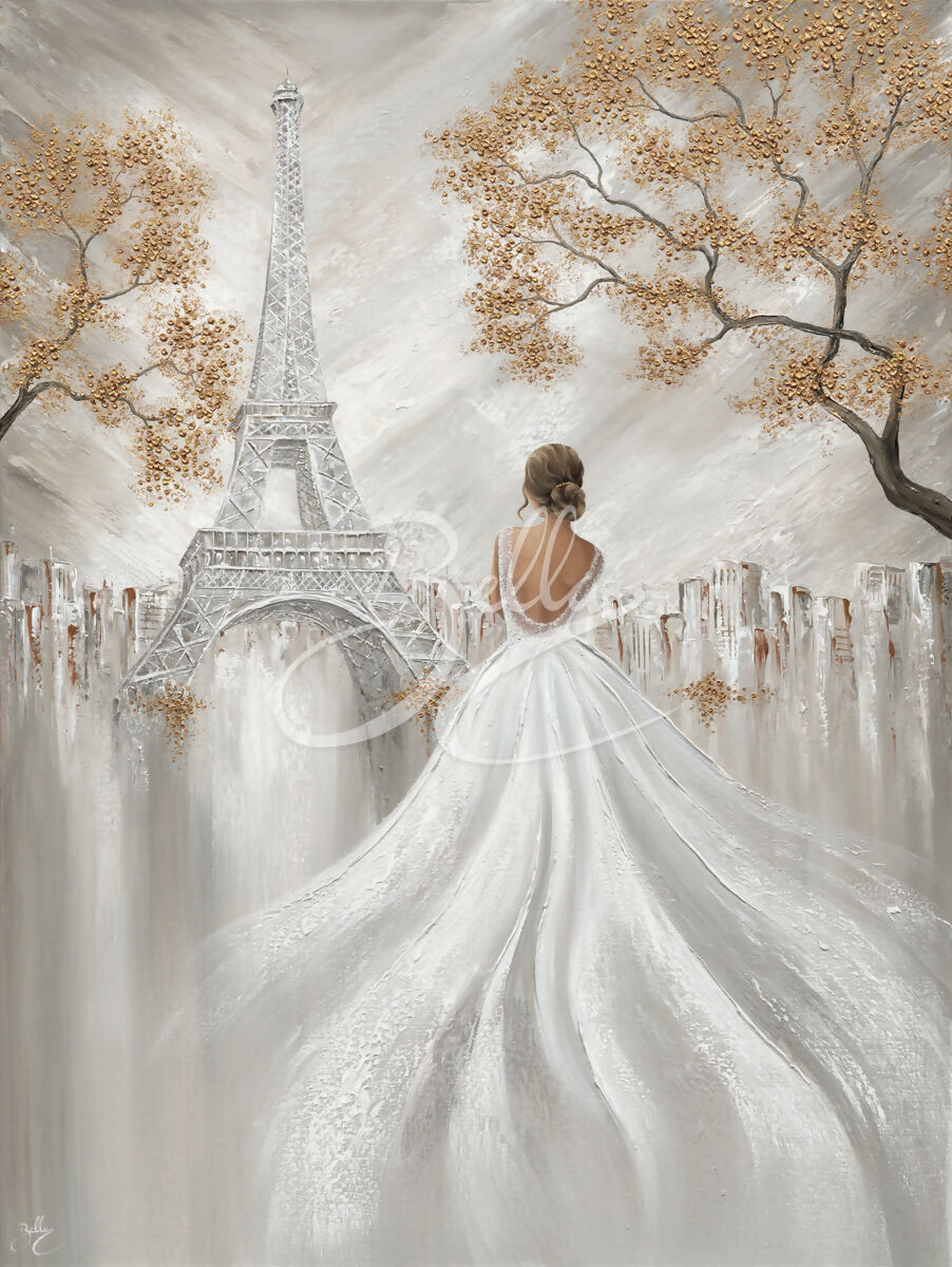 Eiffel Elegance, Original Hand-Painted Canvas By Isabella Karolewicz