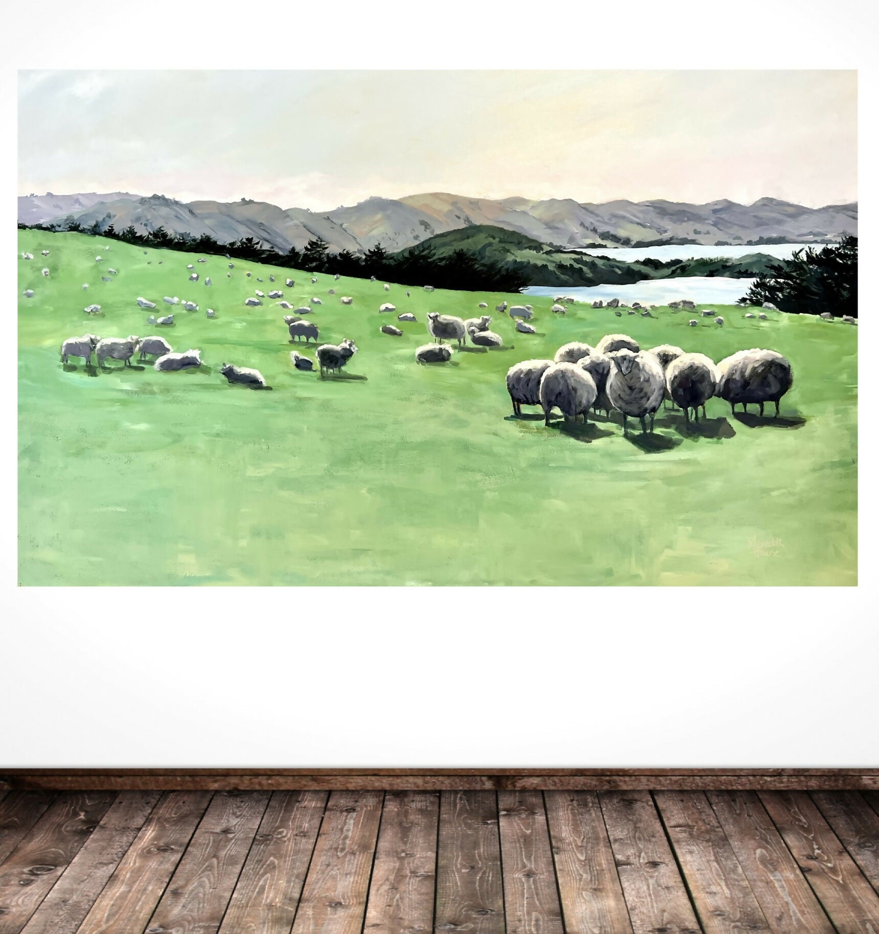 Ewes with a View, Original Hand-Painted Canvas By Meredith Howse