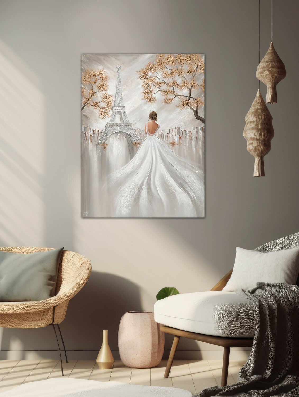 Eiffel Elegance, Original Hand-Painted Canvas By Isabella Karolewicz