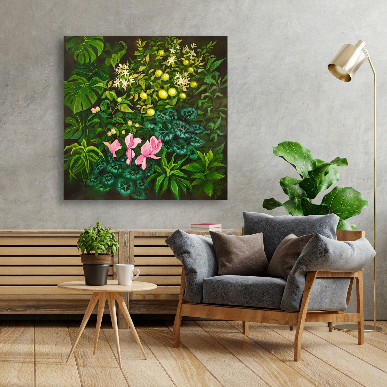 Lemon Garden, Original Hand-Painted Canvas By Ekaterina Prisich