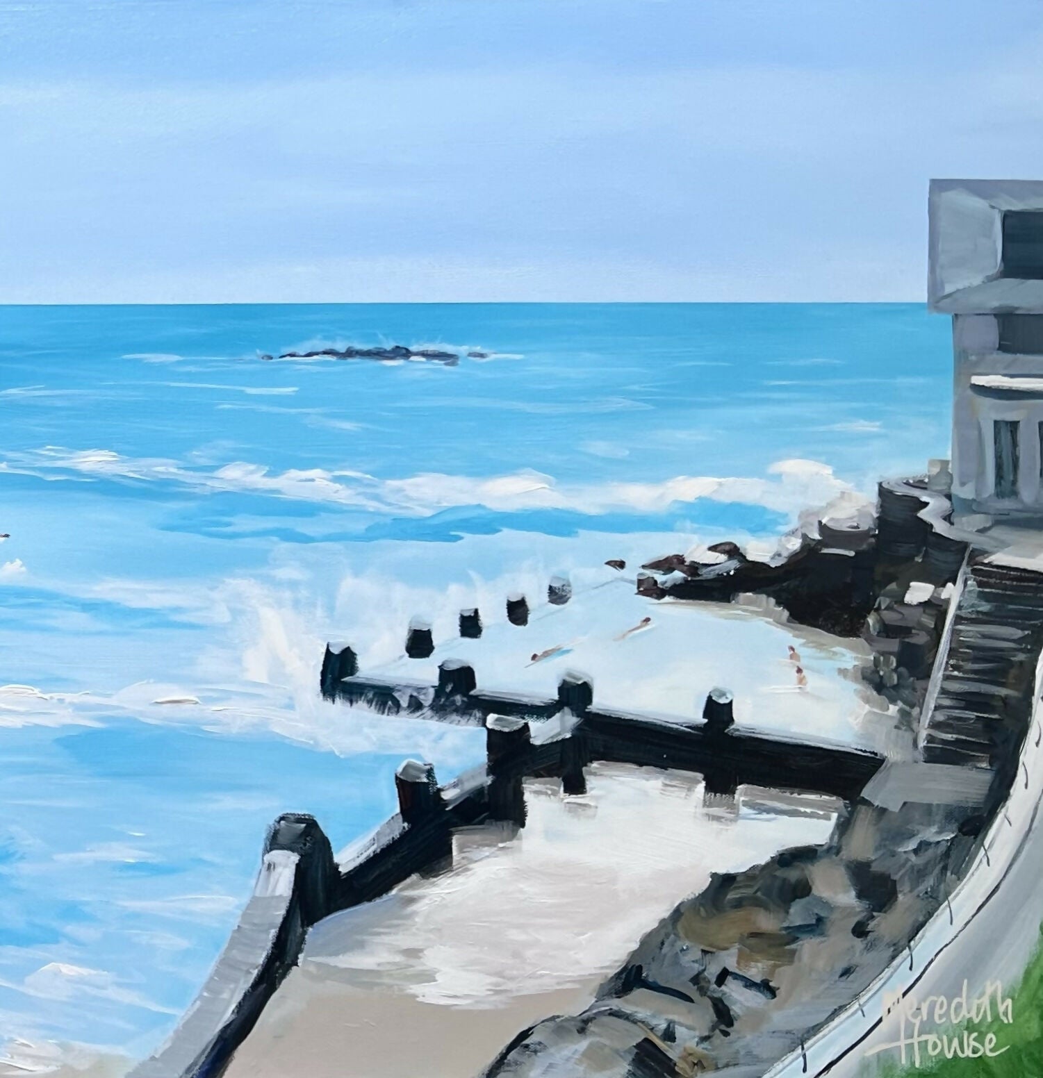 Coogee Beach, Original Hand-Painted Canvas By Meredith Howse