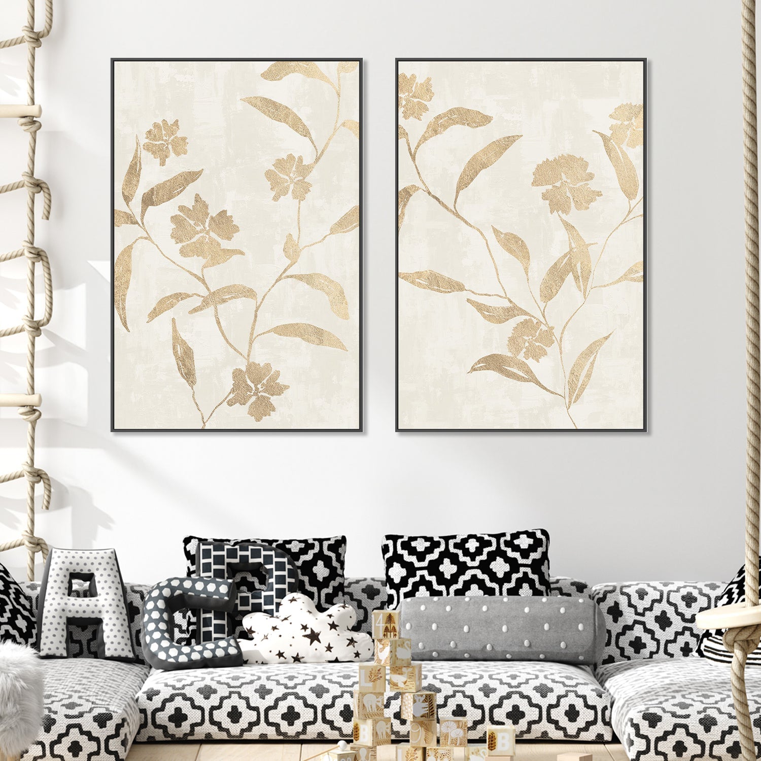 Gold Branch, Style A & B, Set Of 2 , By Nina Blue