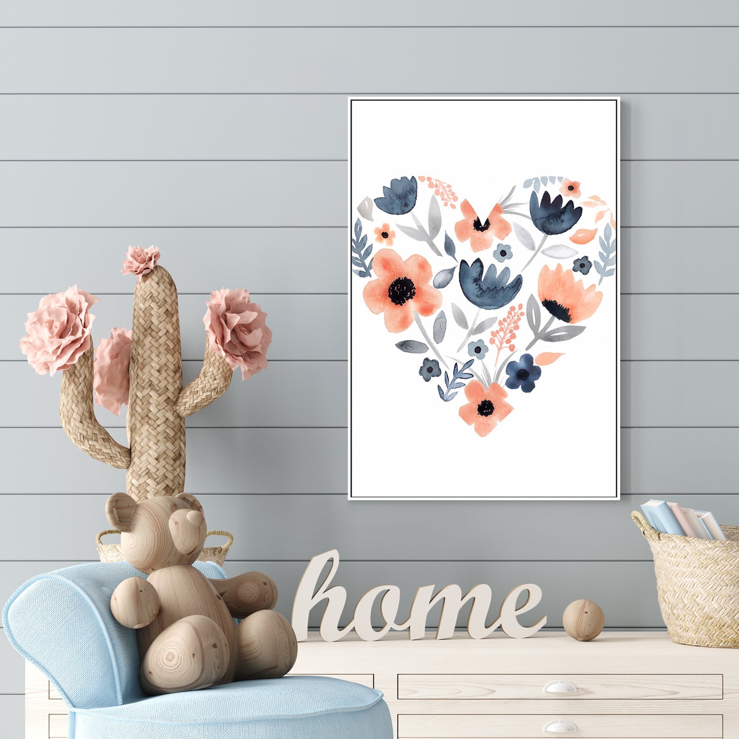 Coral Navy Heart , By Lisa Nohren