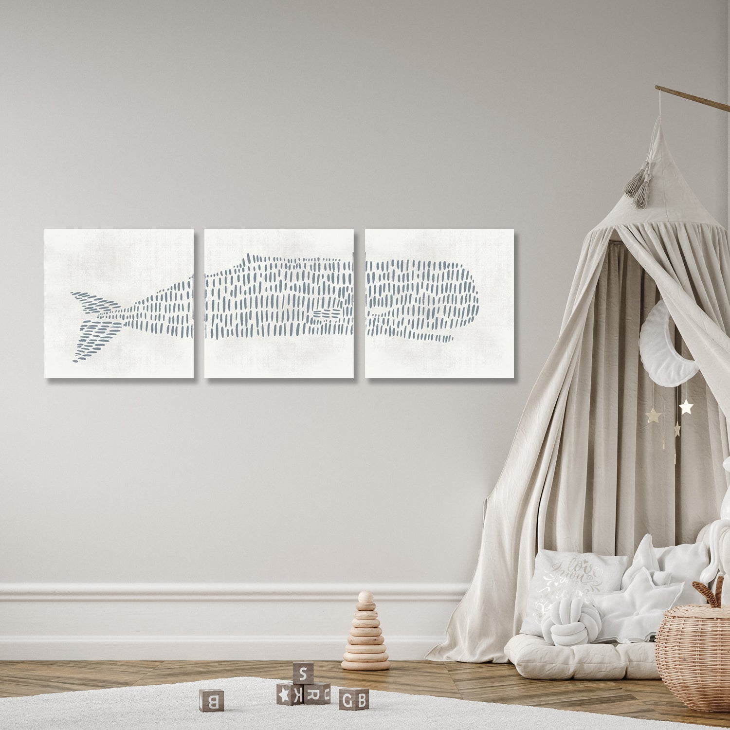 Abstract Whale, Set Of 3 , By Emily Wood