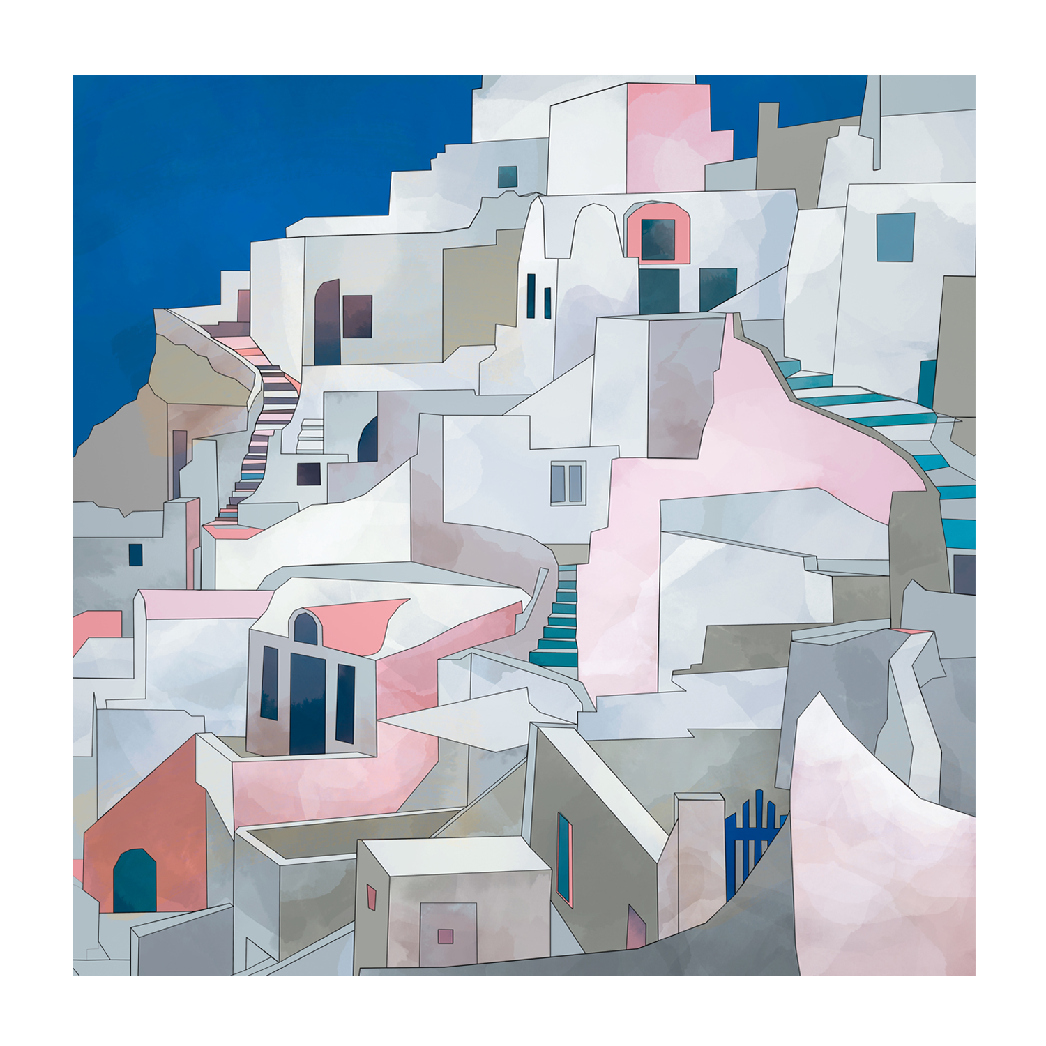 wall-art-print-canvas-poster-framed-Santorini, Style A , By Ana Rut Bre-1