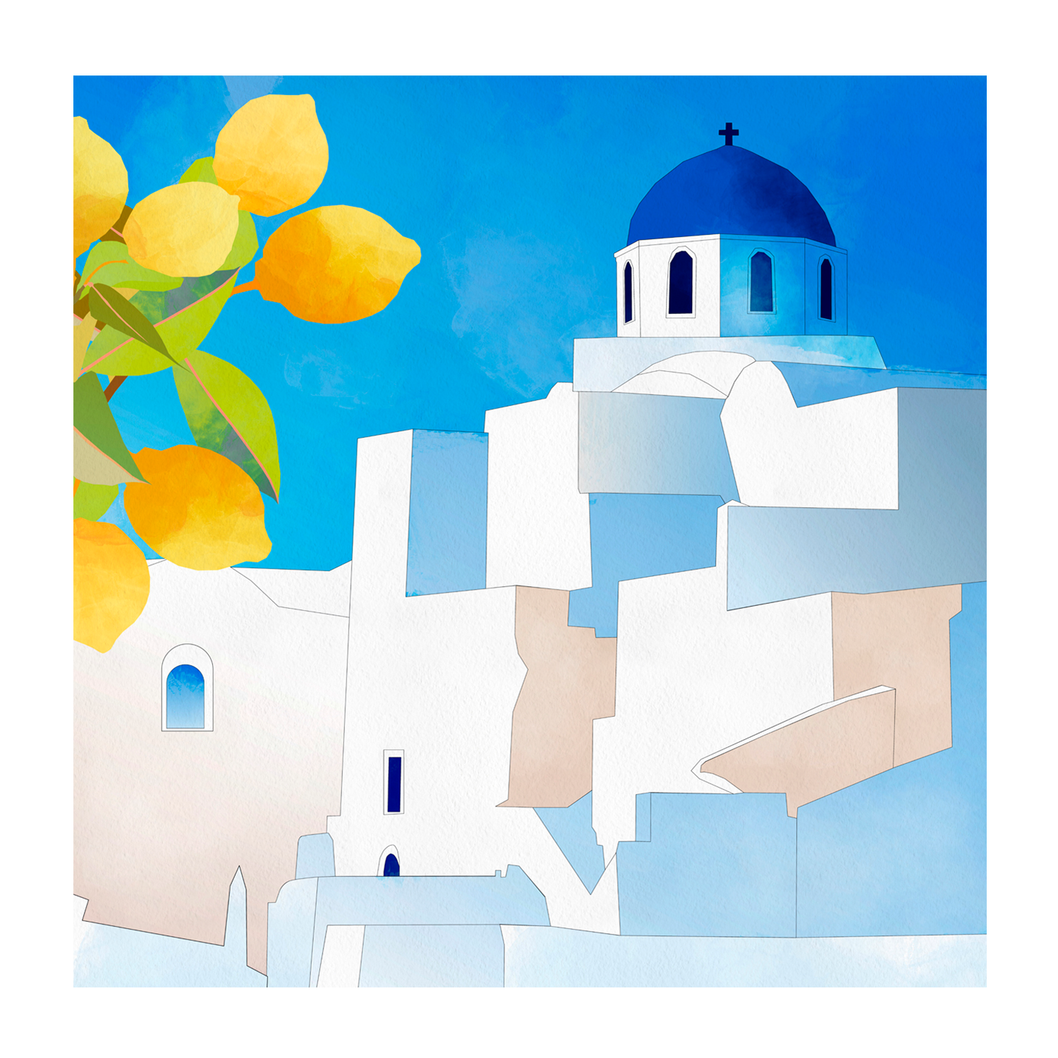 wall-art-print-canvas-poster-framed-Santorini, Style B , By Ana Rut Bre-1