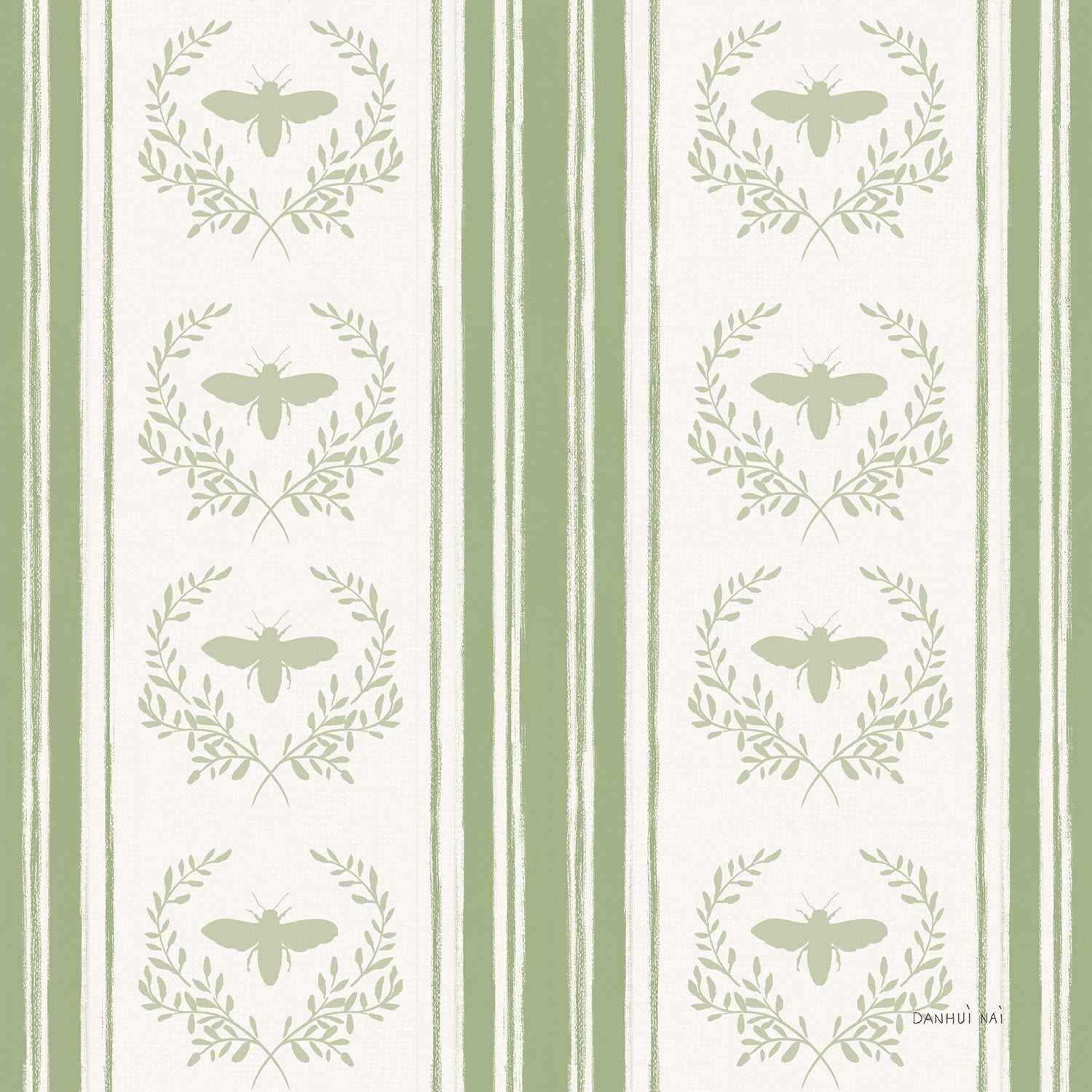 Bees and Blooms Pattern Style G, Wallpaper