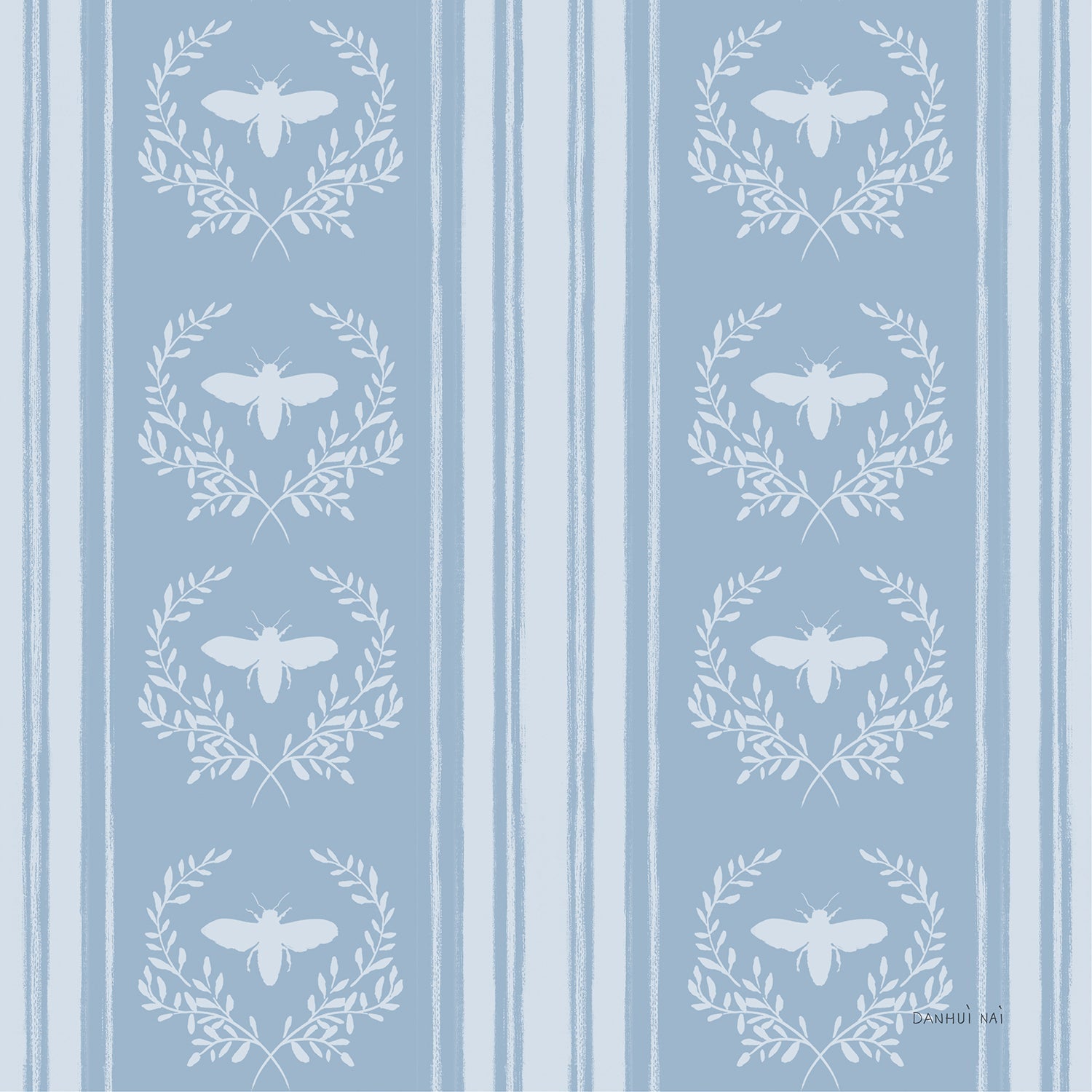 Bees and Blooms Pattern Style H, Wallpaper