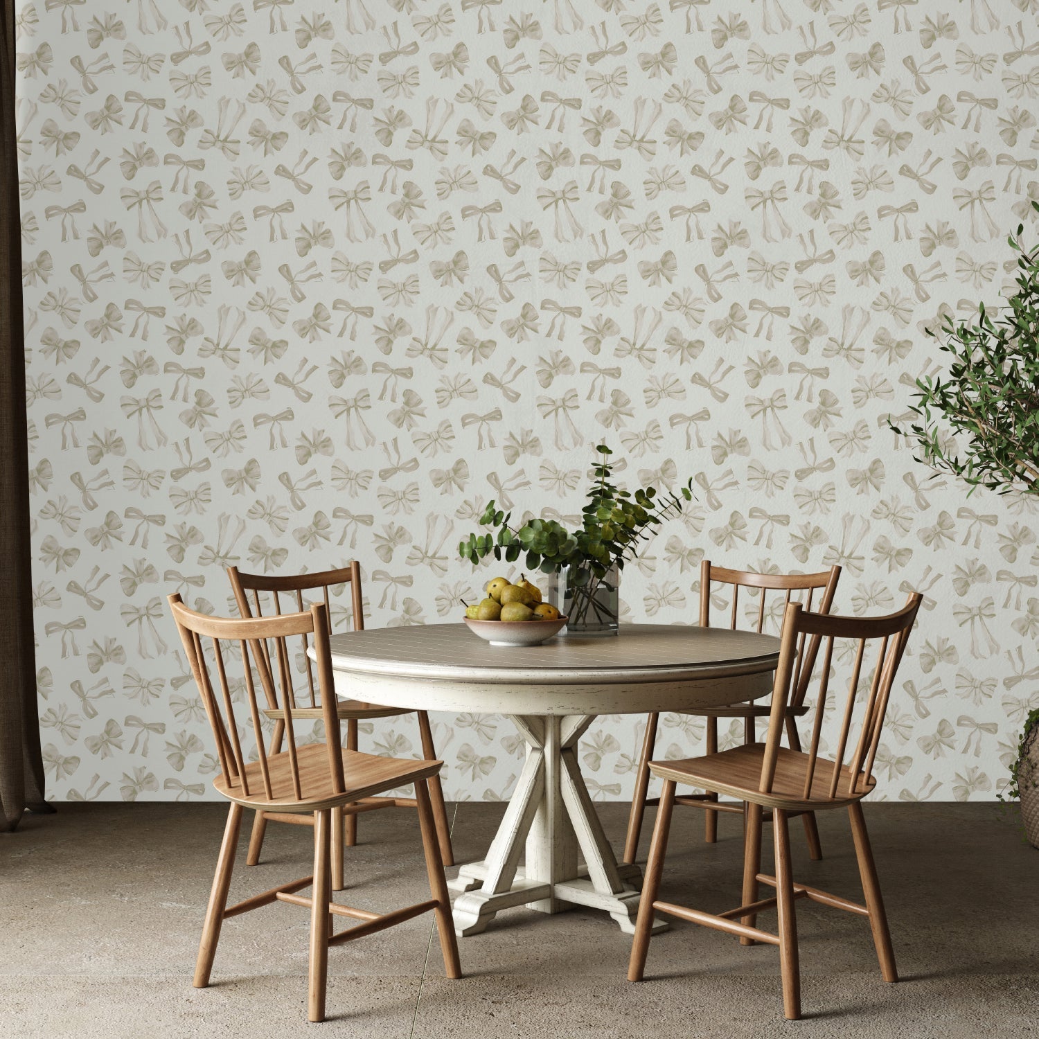 Bow Pattern Neutral, Wallpaper