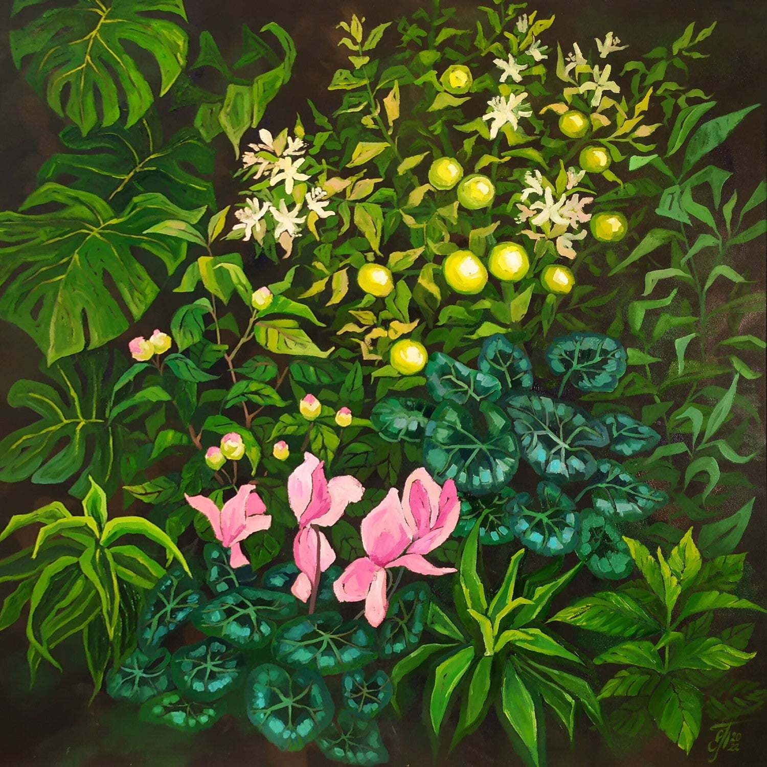 Lemon Garden, Original Hand-Painted Canvas By Ekaterina Prisich