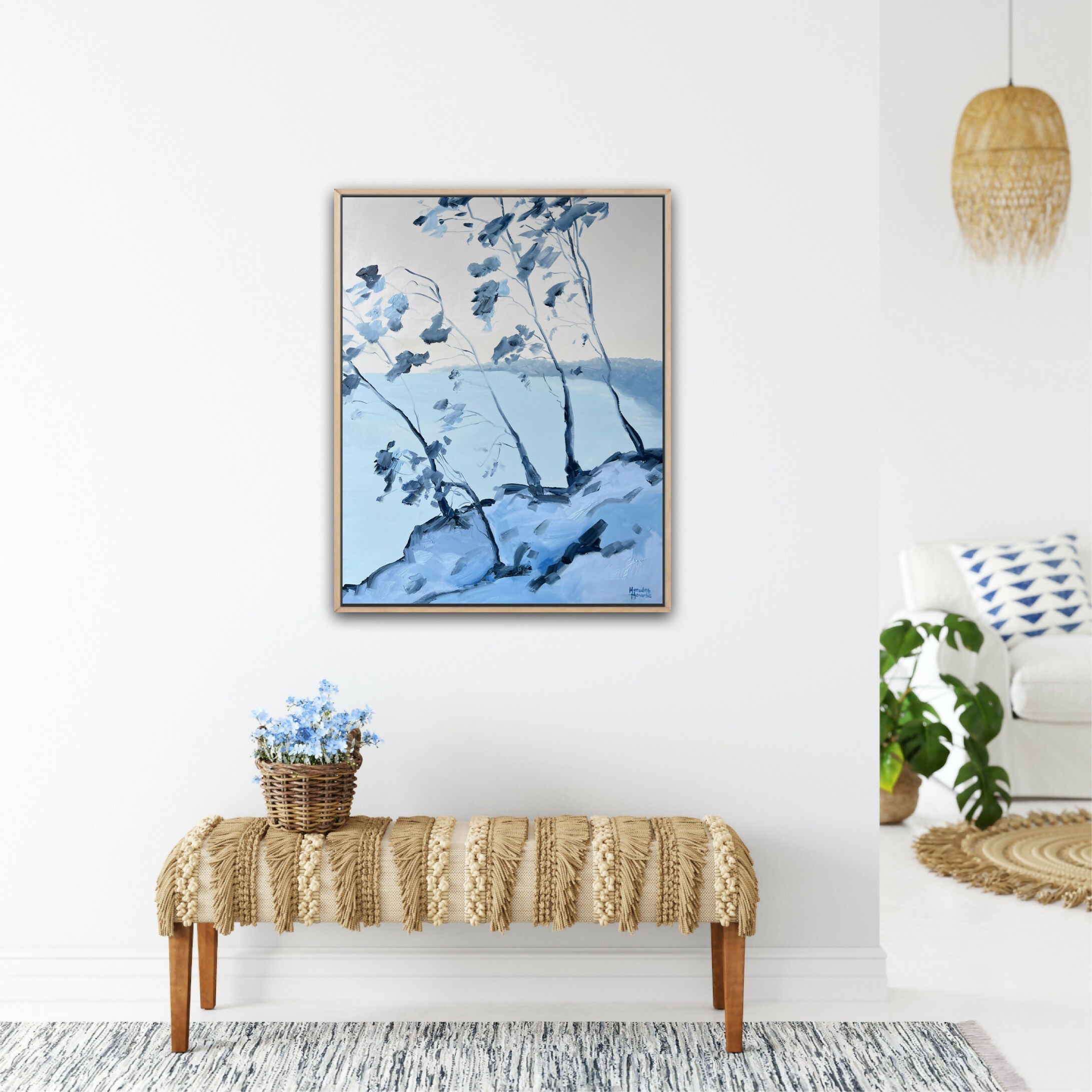 Straddie in Blue , Original Hand-Painted Canvas By Meredith Howse