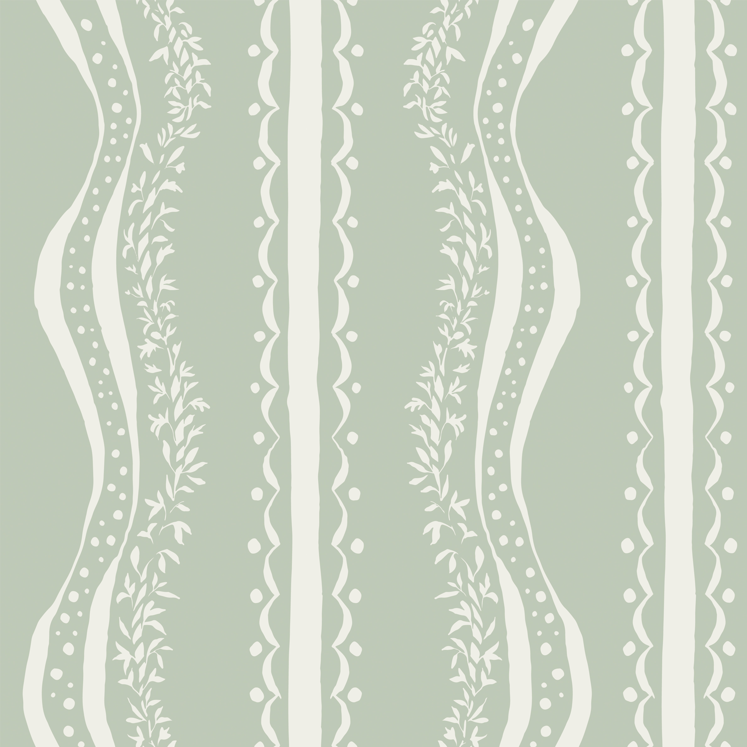 Decorative Waves Mint Green Style B, Wallpaper