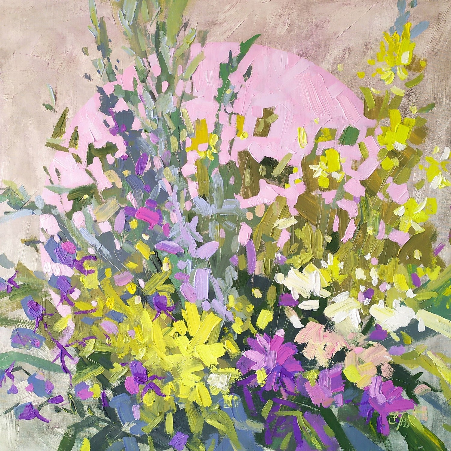 Steppe Bouquet, Original Hand-Painted Canvas By Ekaterina Prisich