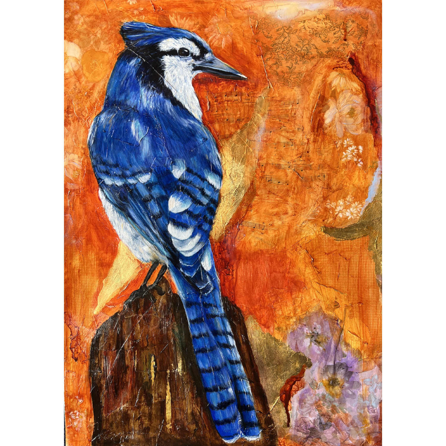 Enchanted Blue Jays Aura, Original Painting On Paper By Emily Birdsey