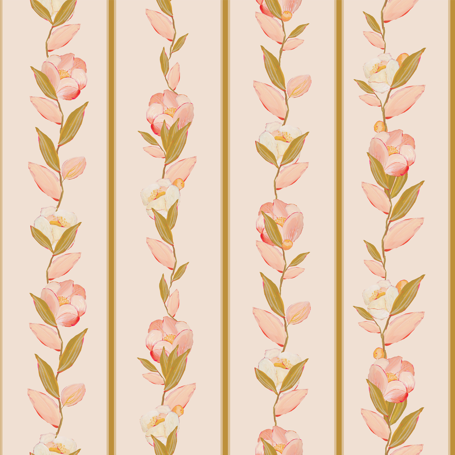 Farm House Stripes Peach, Wallpaper