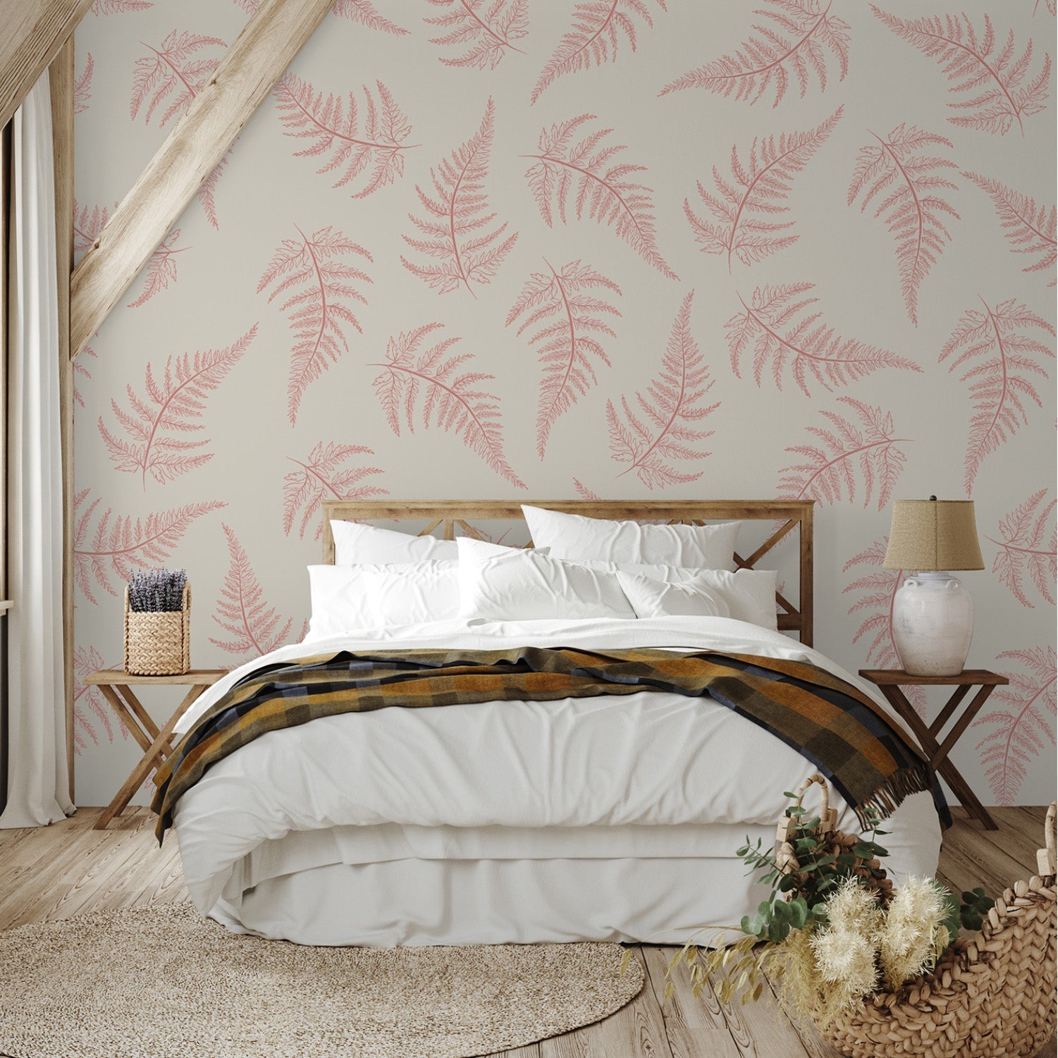 Ferns-Cream and Blush, Wallpaper