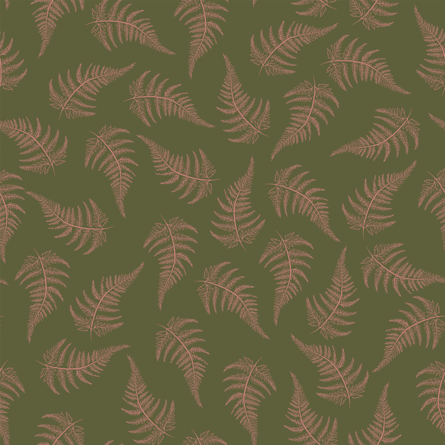 Ferns-Green and Blush, Wallpaper