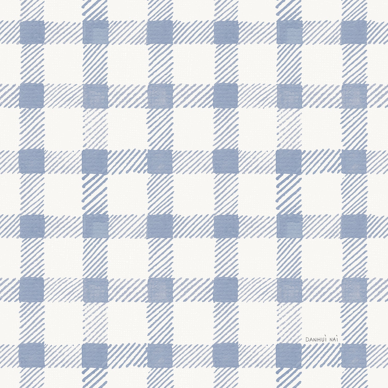 Blue Country Gingham, Wallpaper