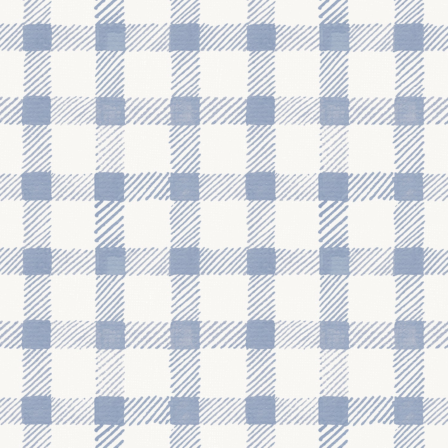 Blue Country Gingham, Wallpaper