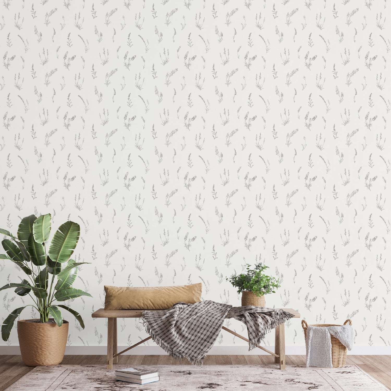 Grey Lavender Pattern, Wallpaper