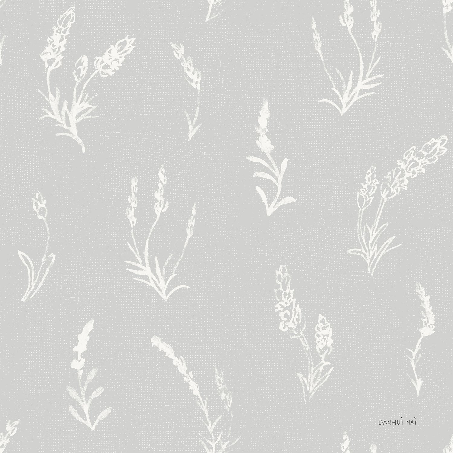 Grey Background Lavender Pattern, Wallpaper