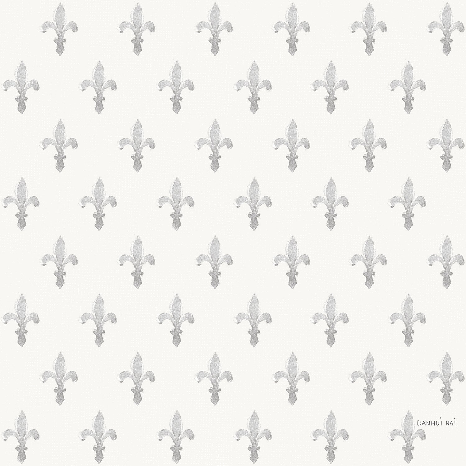 Eggshell White and Grey Leur De Lis, Wallpaper