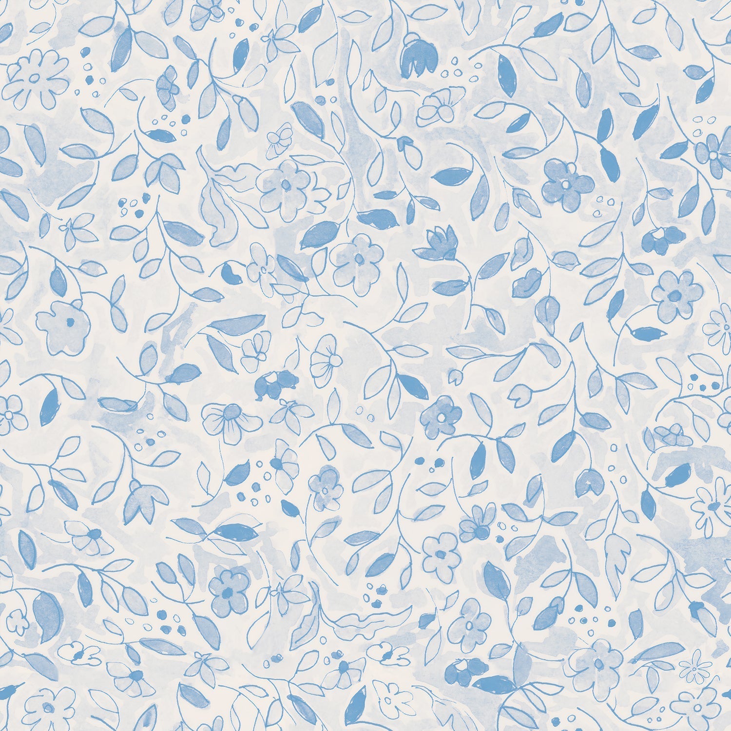 Flower Tile Blue, Wallpaper