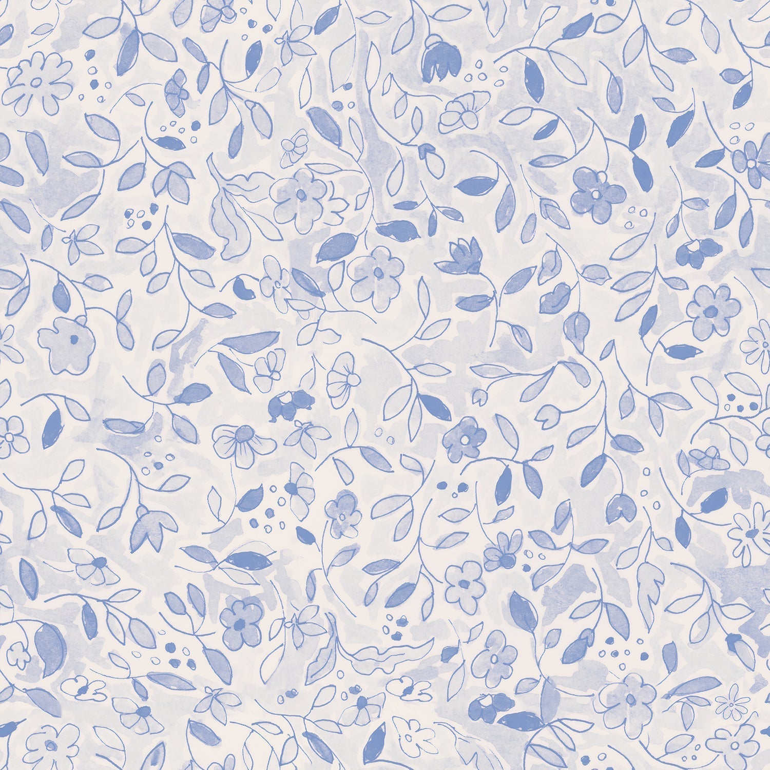 Flower Tile Dark Blue, Wallpaper