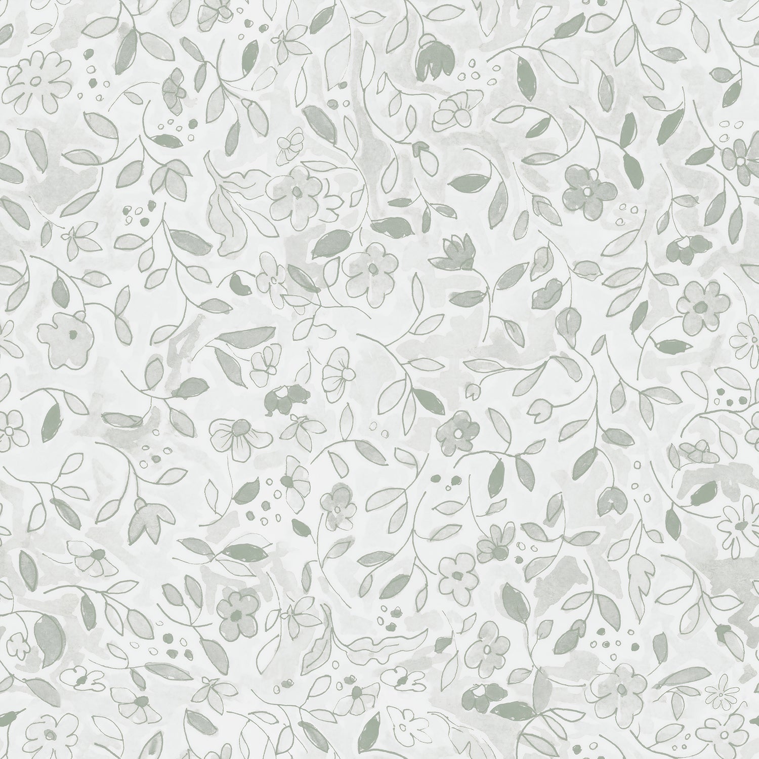 Flower Tile Green, Wallpaper