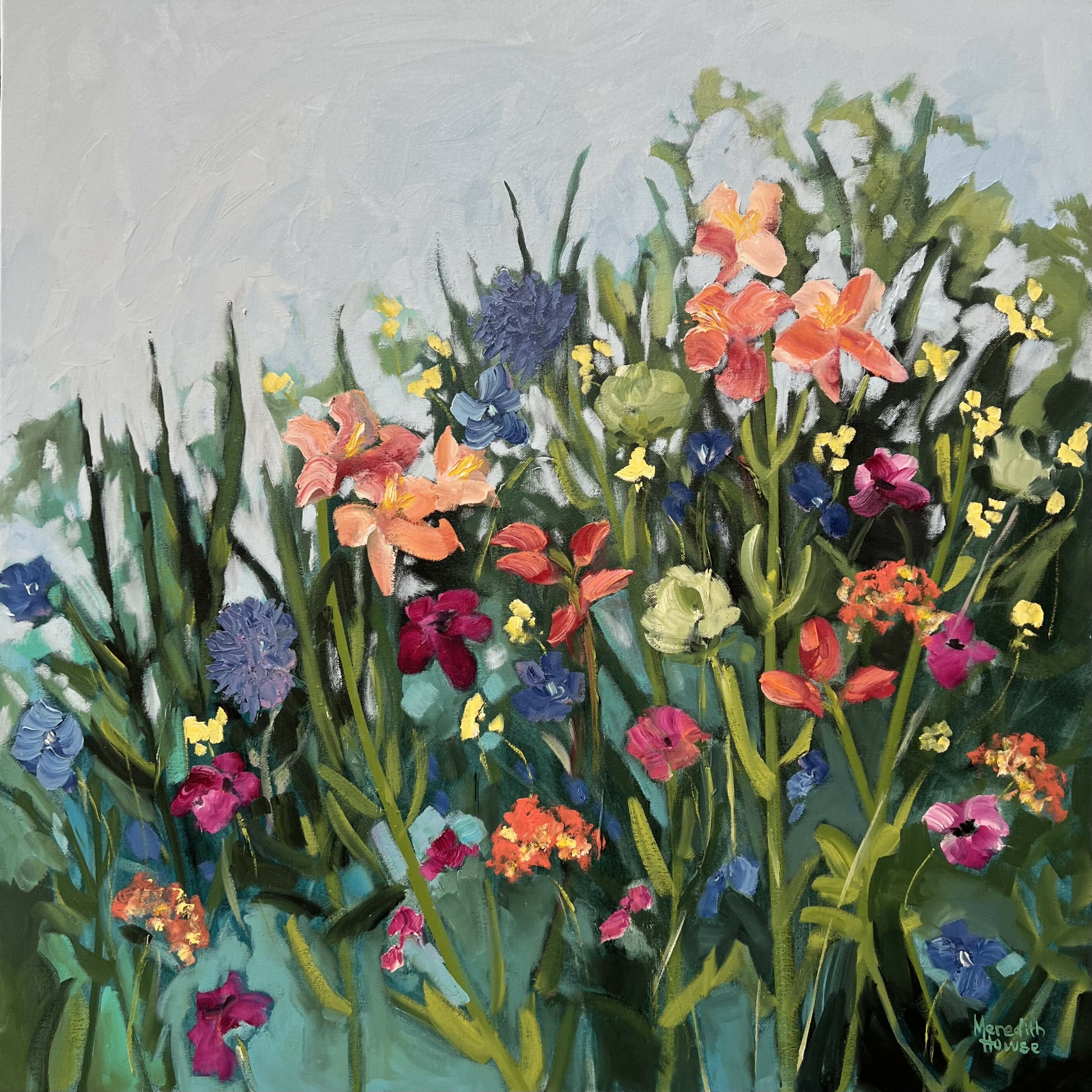 Bursts of Cottage Charm, Original Hand-painted Canvas by Meredith Howse