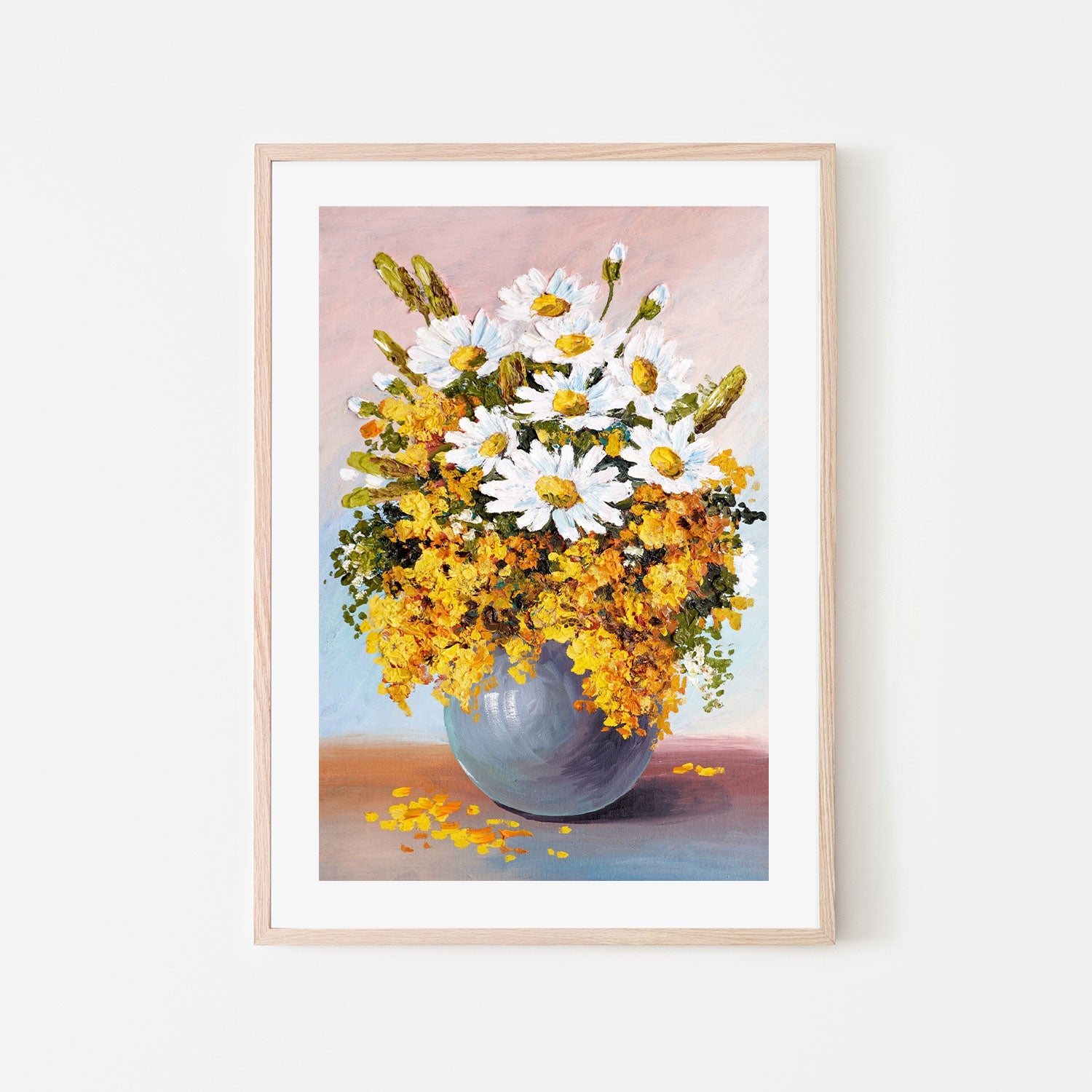 A Vase of Daisies, Hand-Painted Canvas