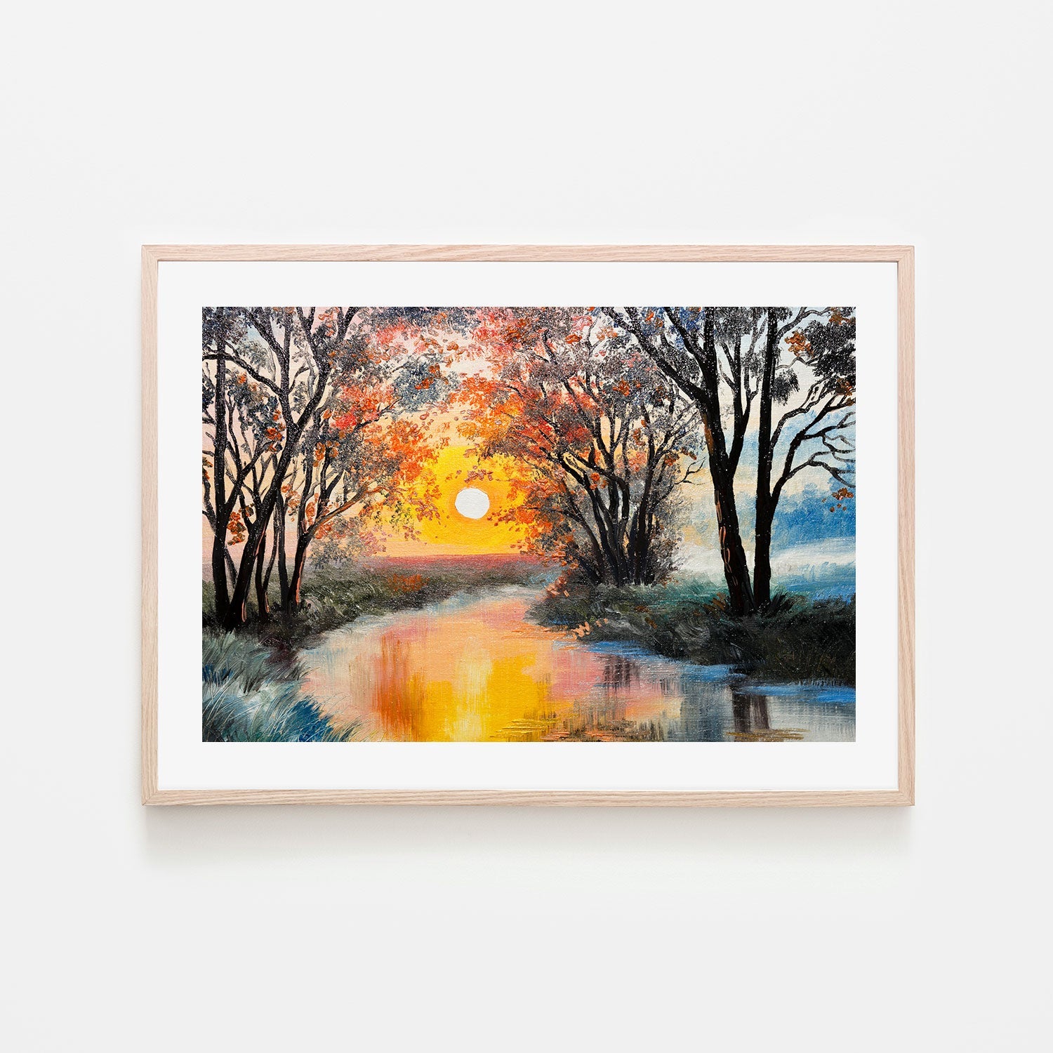 Vibrant Sunset, Hand-Painted Canvas