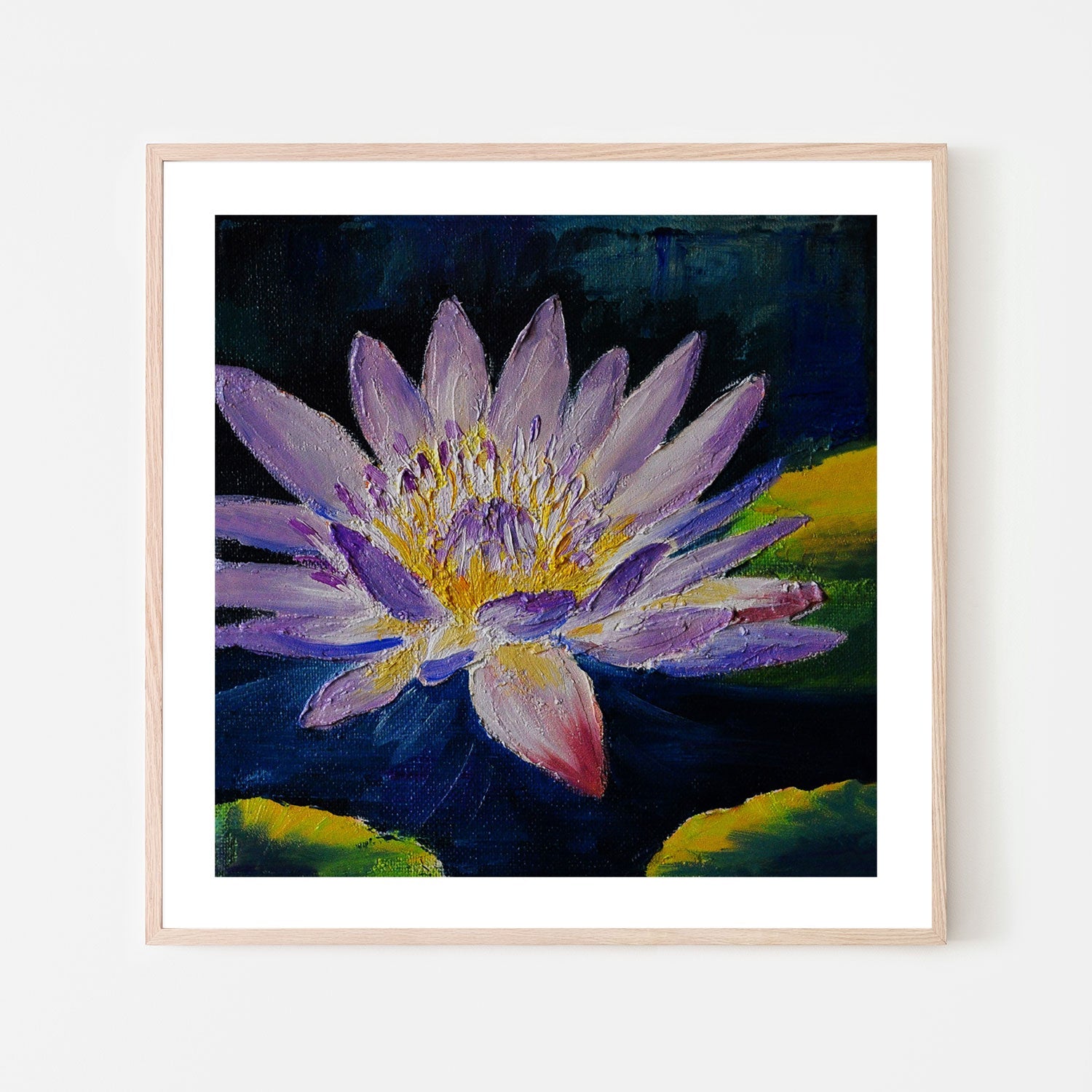 Violet Water Lily, Style A, Hand-Painted Canvas