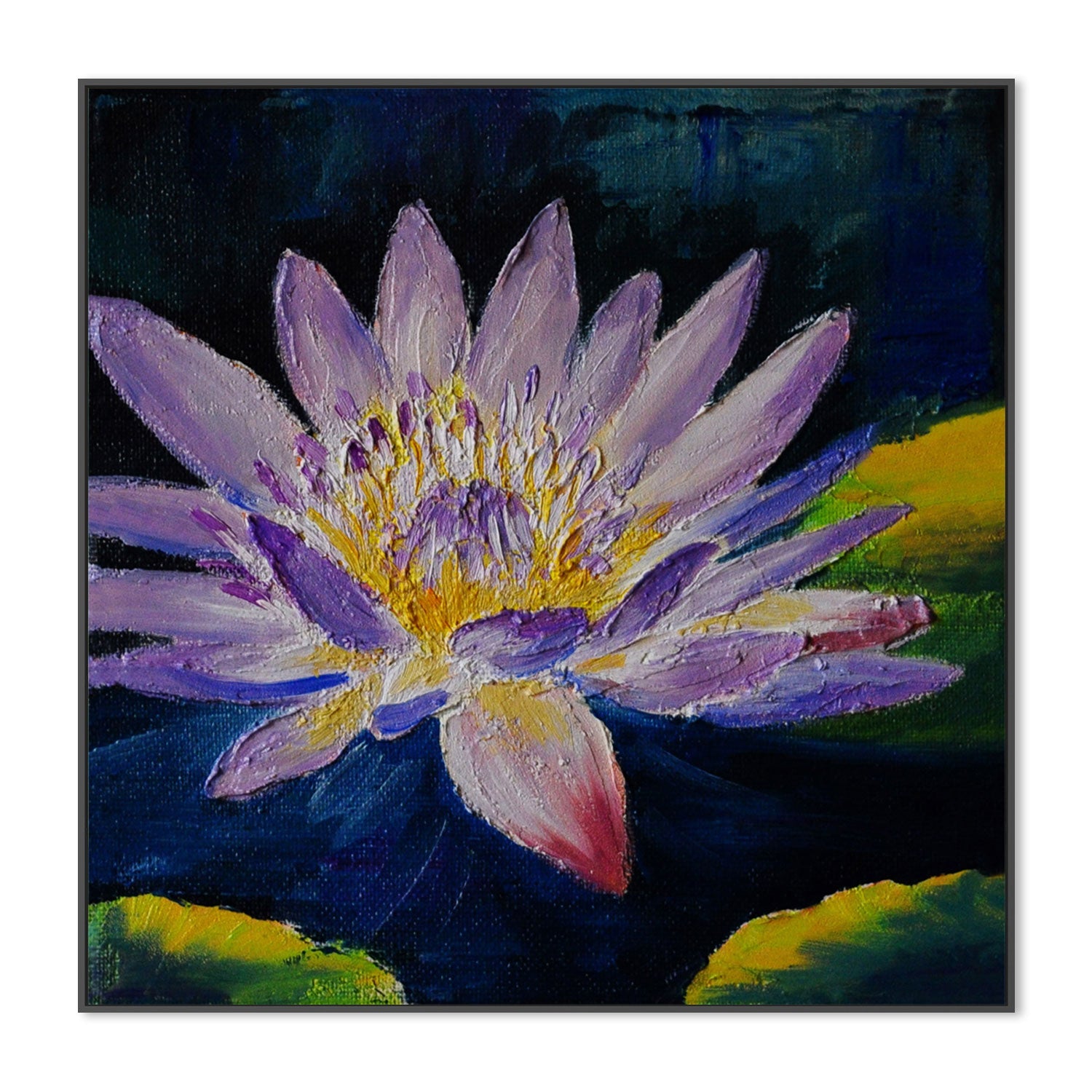 Violet Water Lily, Style A, Hand-Painted Canvas