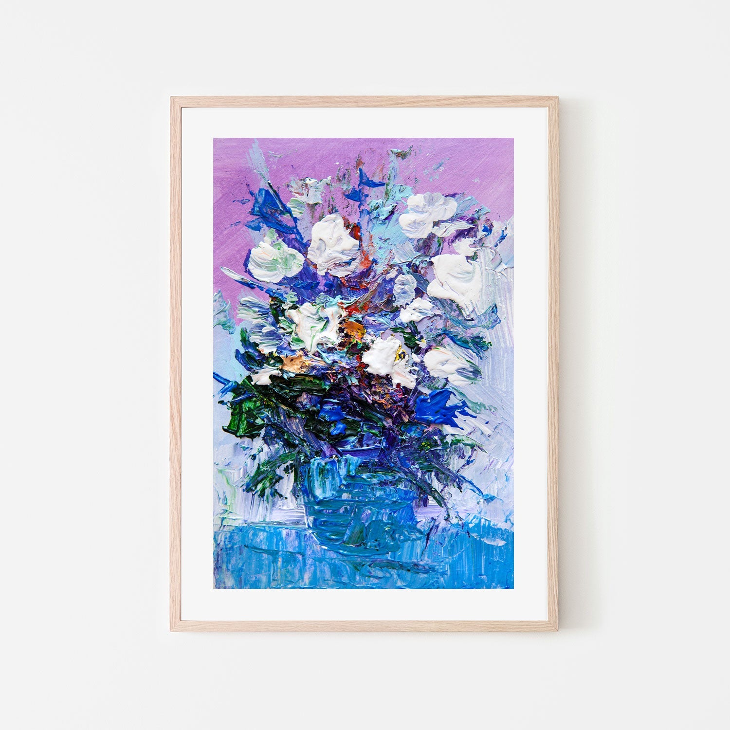 Vase of Abstract Flowers, Hand-Painted Canvas