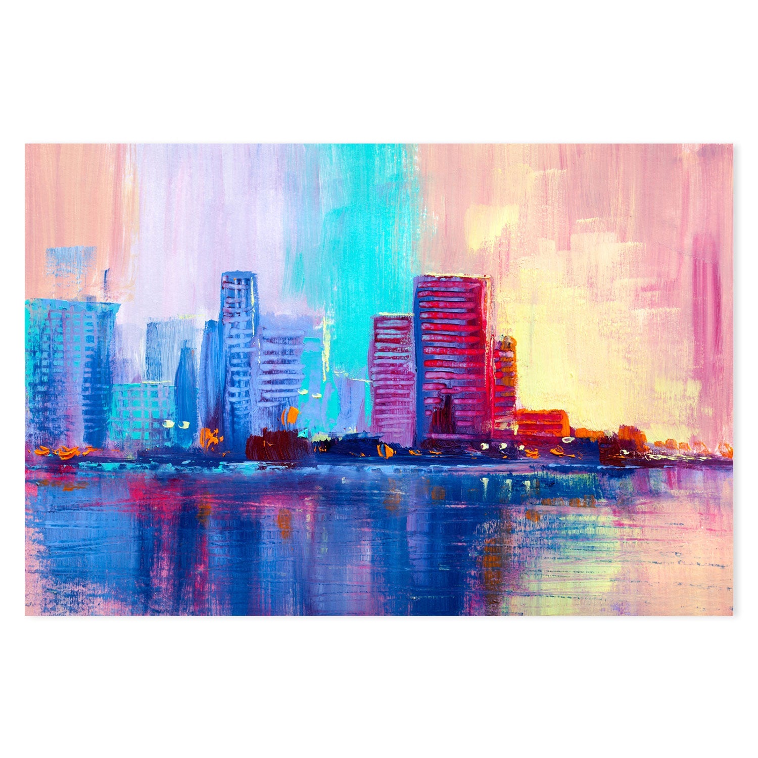 Sunset City, Style A, Hand-Painted Canvas