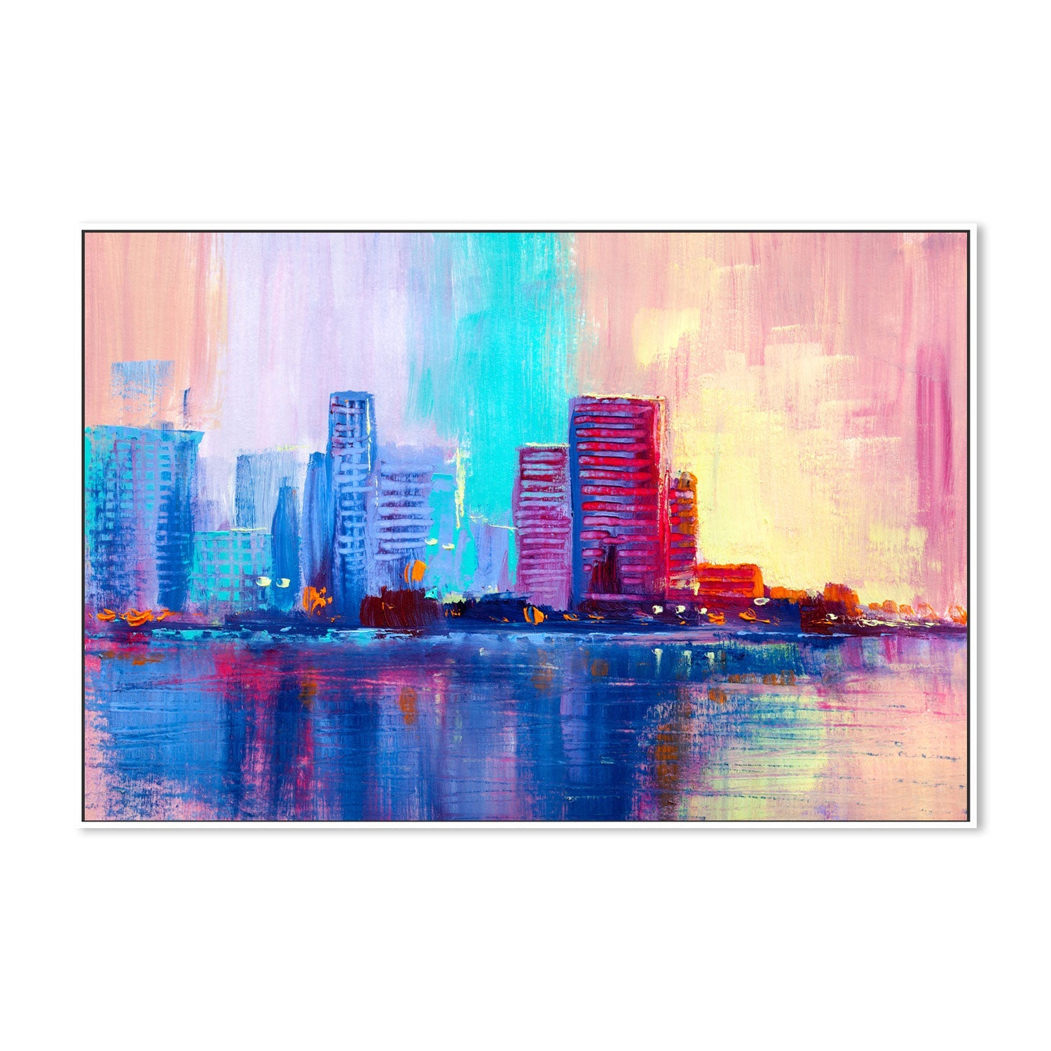 Sunset City, Style A, Hand-Painted Canvas