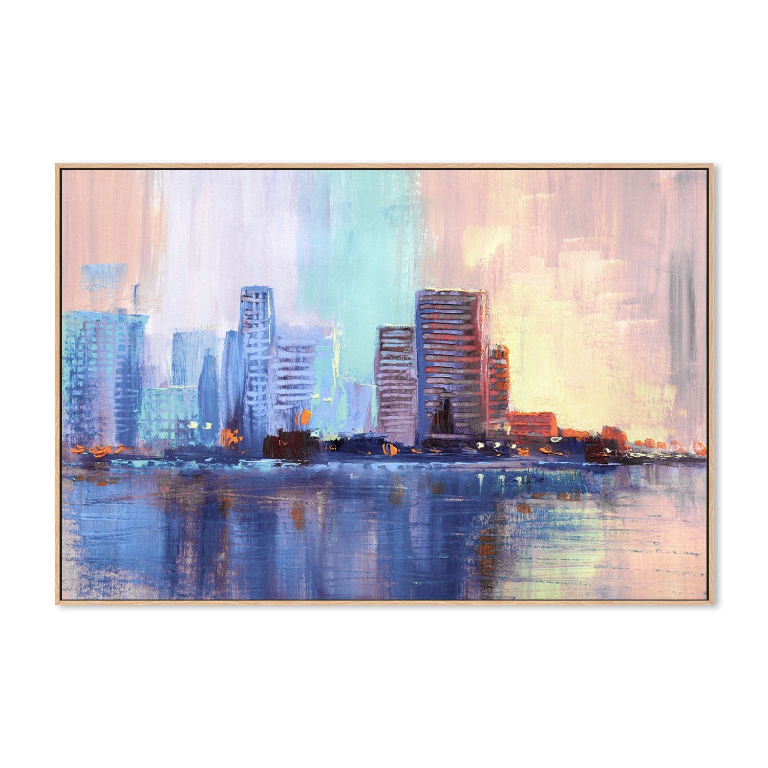 Sunset City, Style B, Hand-Painted Canvas