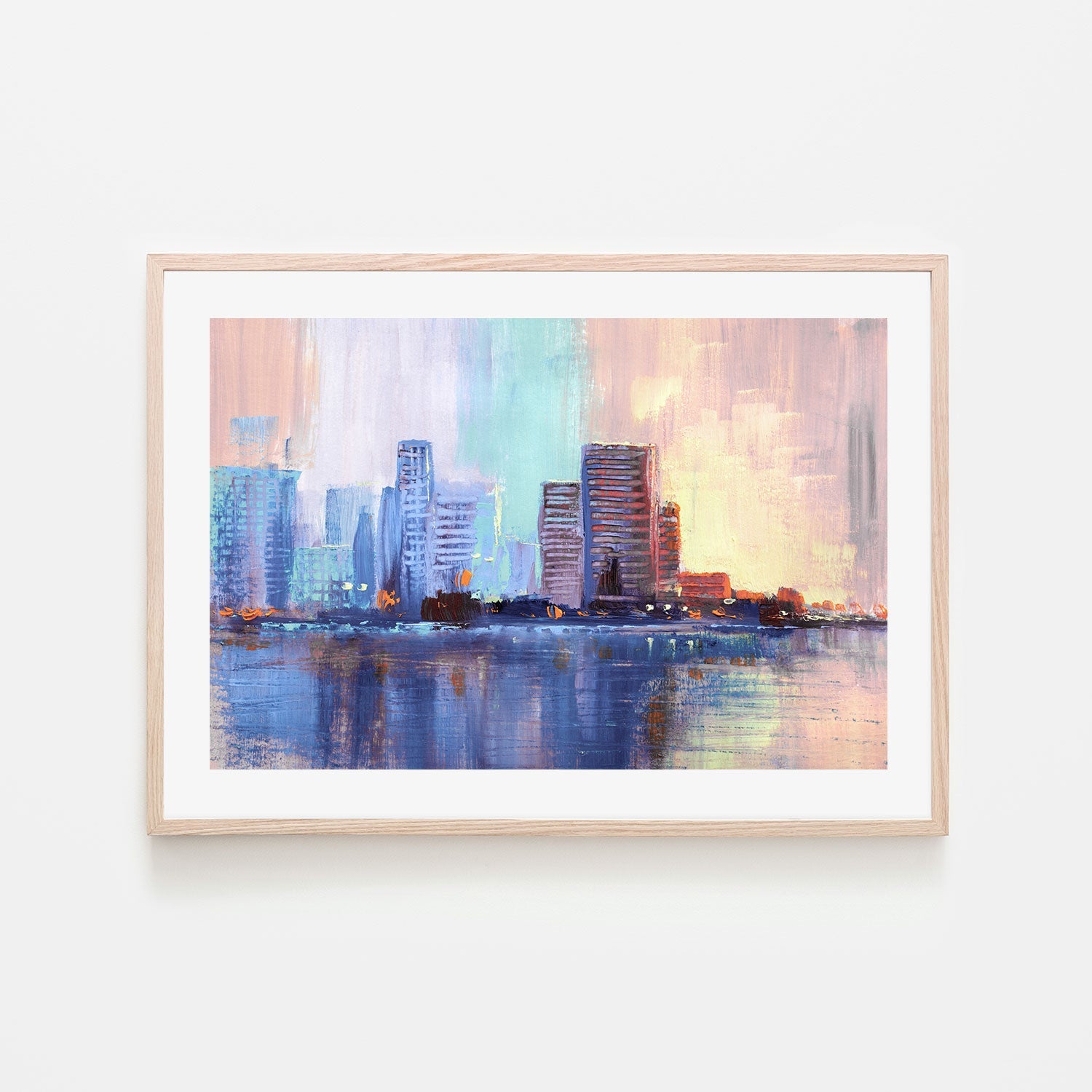 Sunset City, Style B, Hand-Painted Canvas