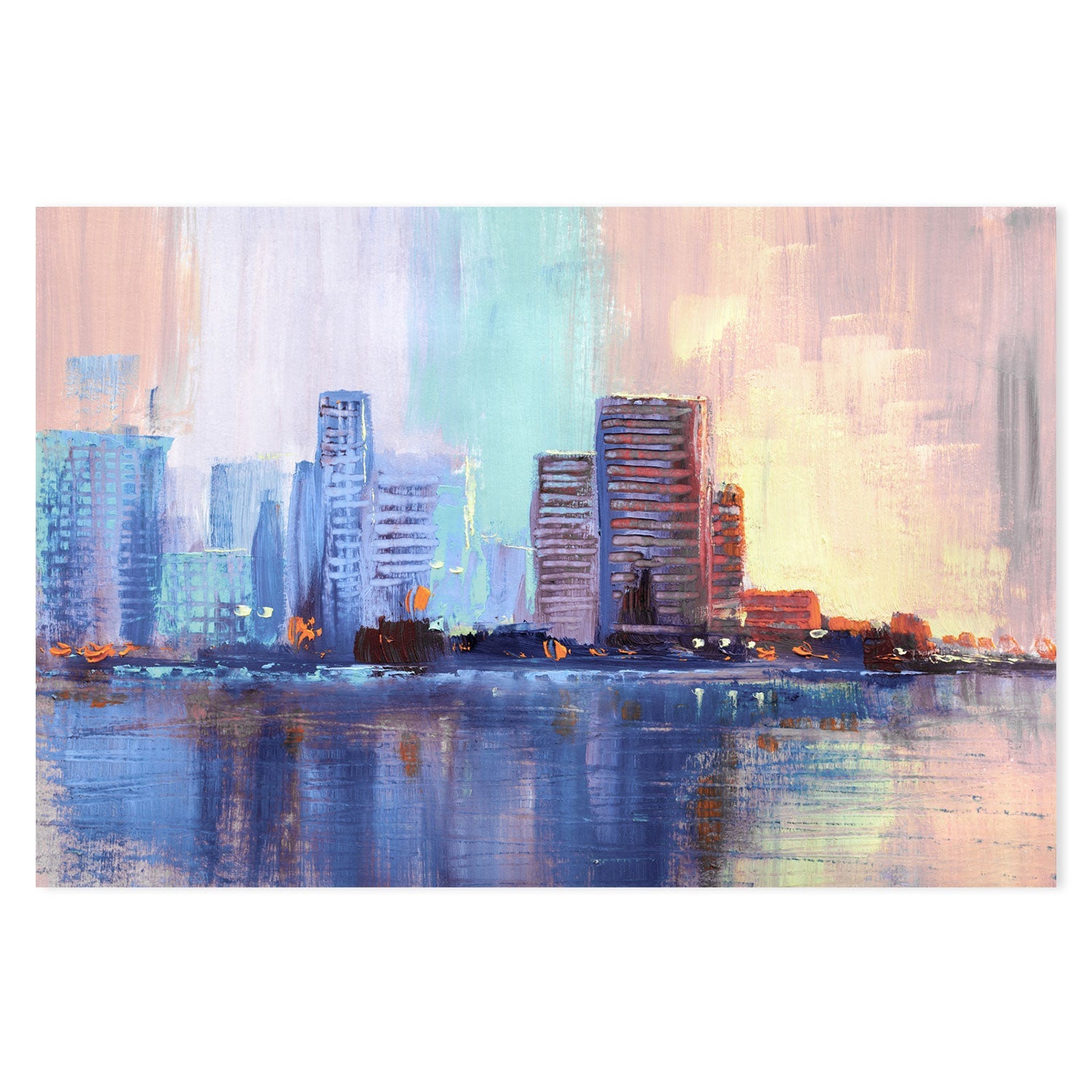 Sunset City, Style B, Hand-Painted Canvas