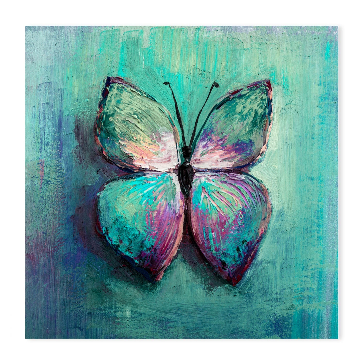 The Blue Butterfly, Style B, Hand-Painted Canvas