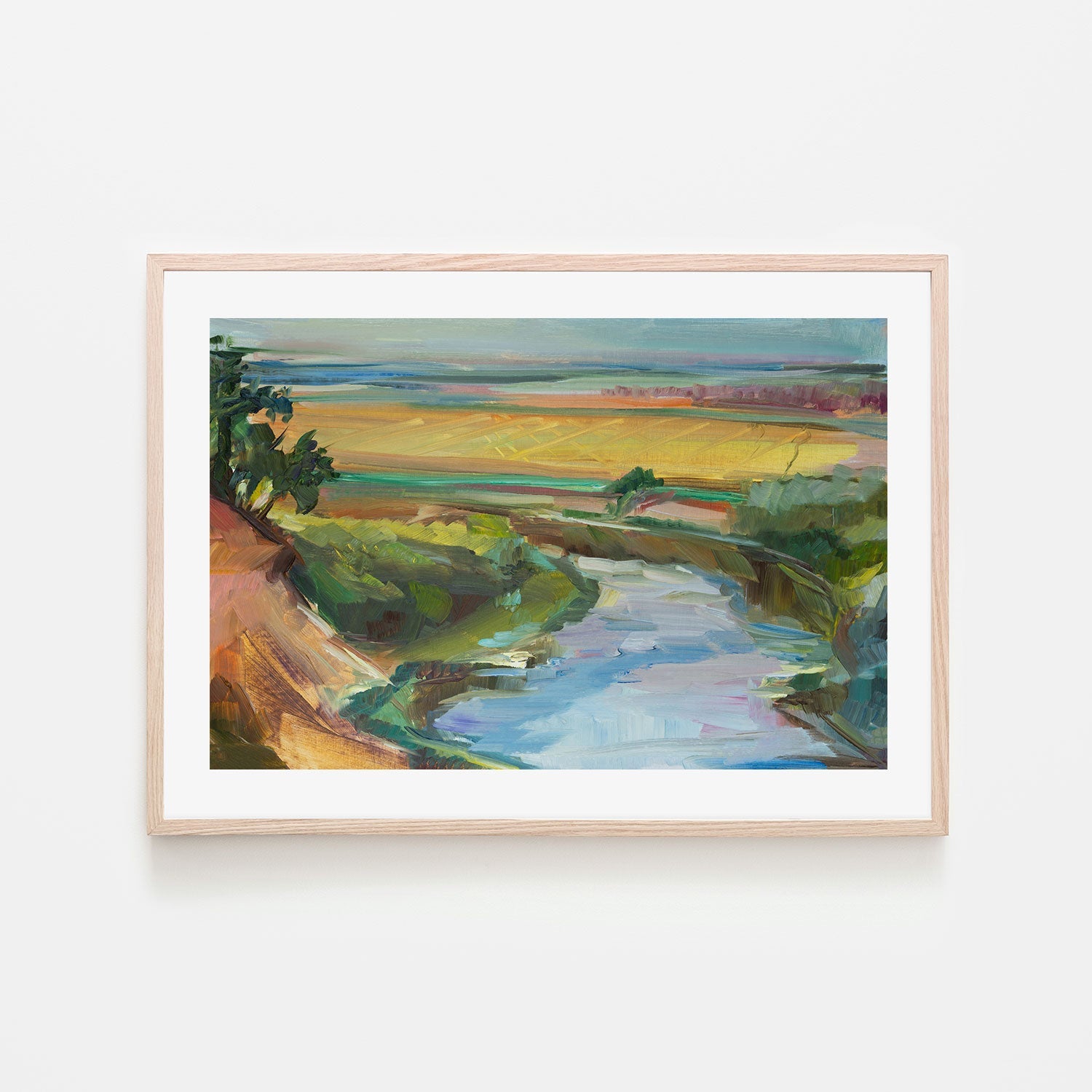 Abstract Creek and Mountains , Hand-painted Canvas