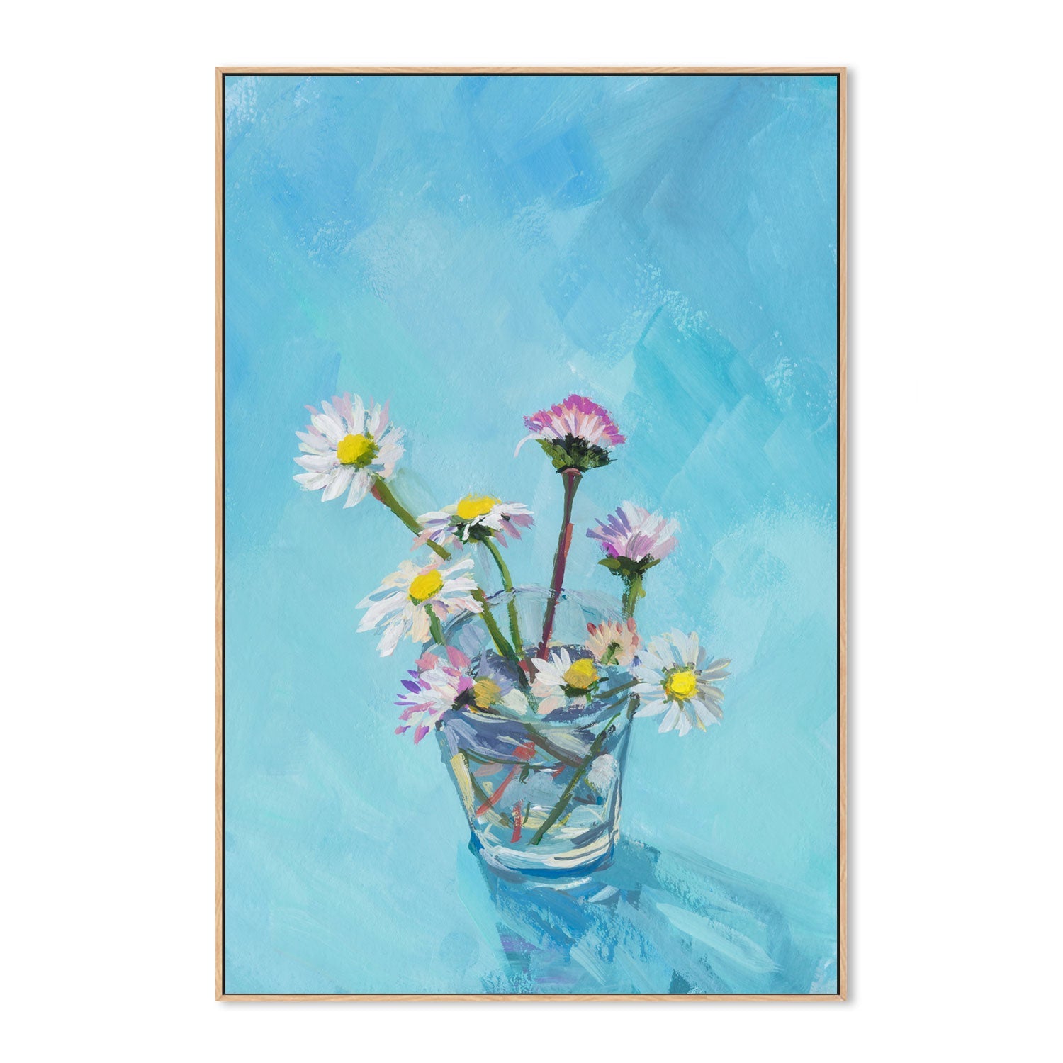 A Cup Of Daisies , Hand-painted Canvas