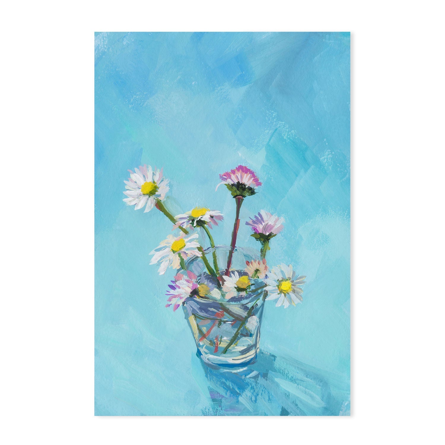 A Cup Of Daisies , Hand-painted Canvas