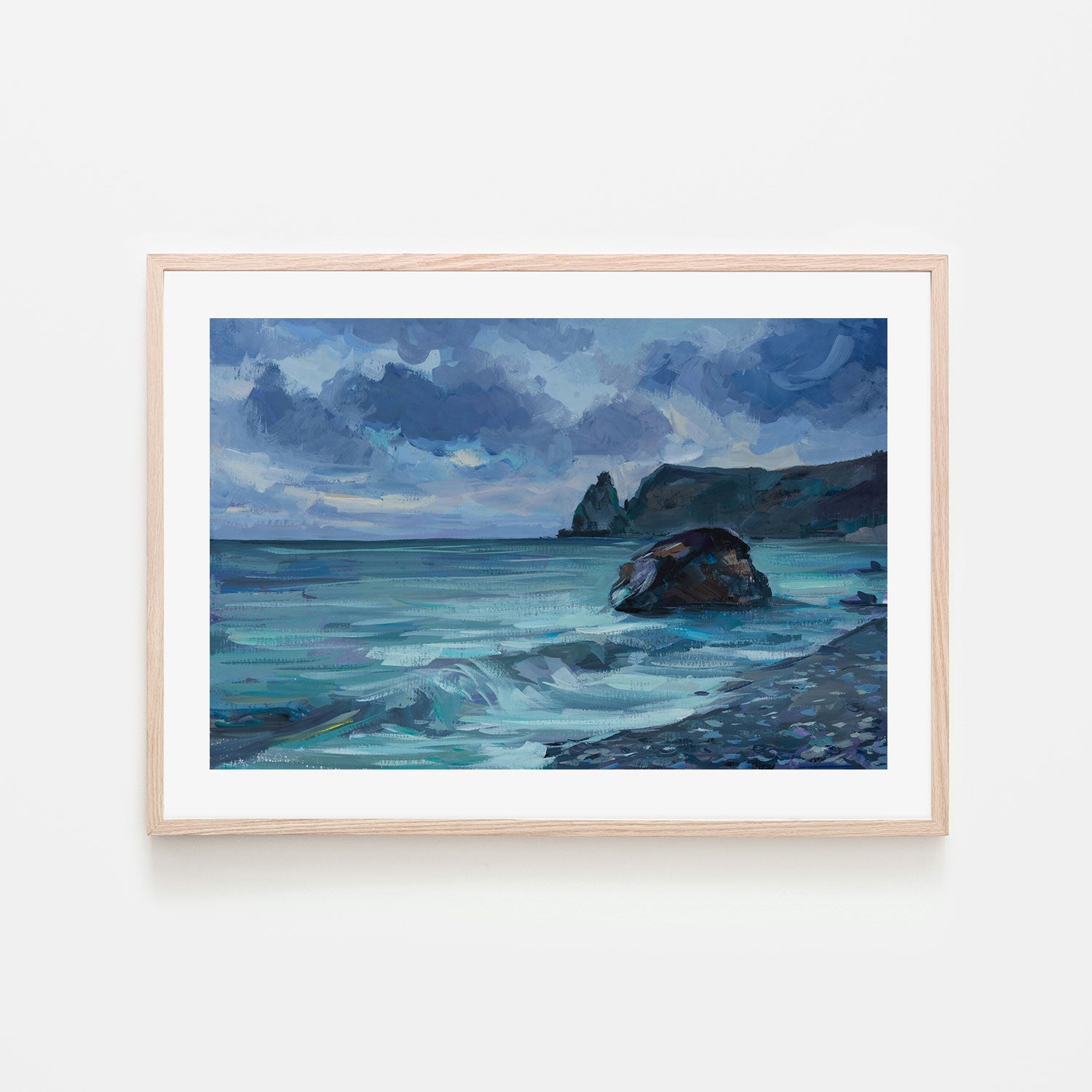 The Coast At Night , Hand-painted Canvas