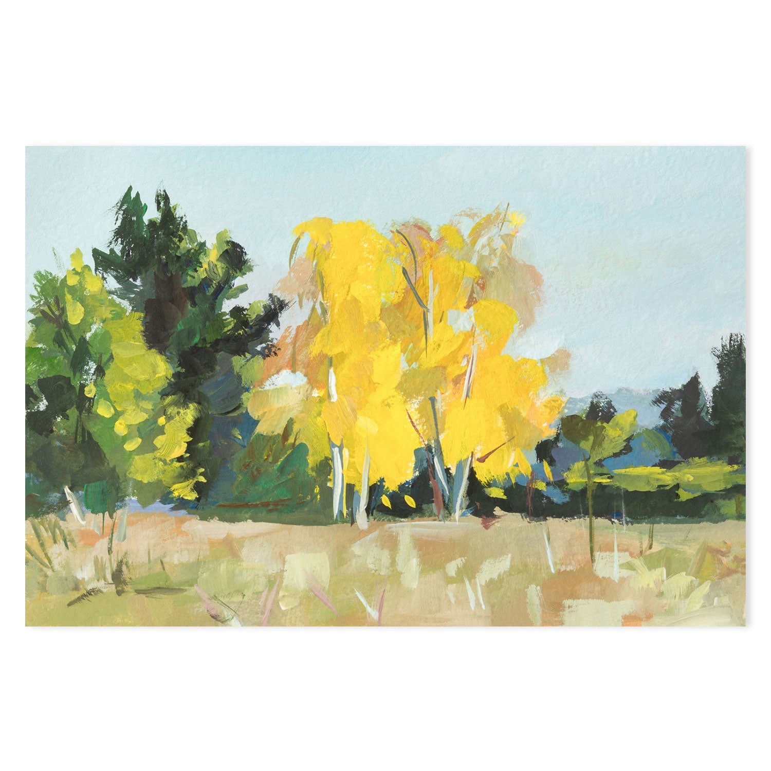 Yellow Autumn Trees , Hand-painted Canvas