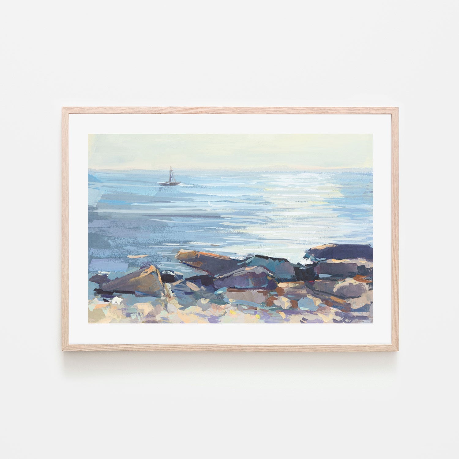 Shimmering Ocean , Hand-painted Canvas